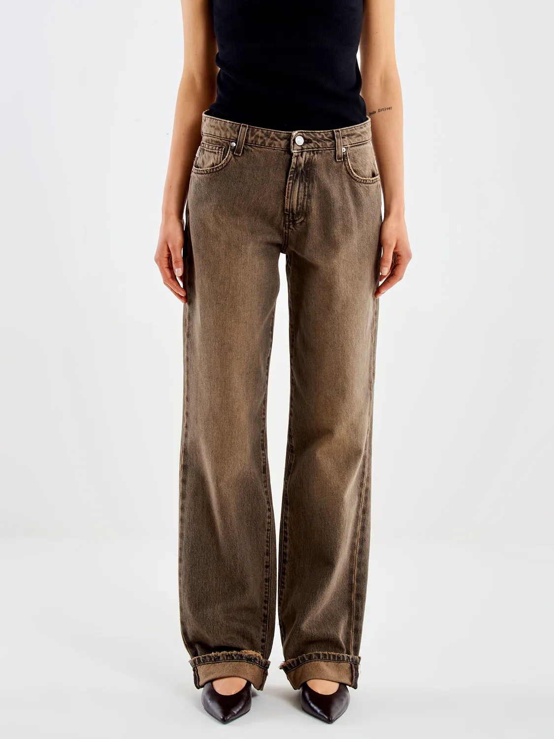 Vicolo Icon Alex jeans relaxed marrone effetto dirty