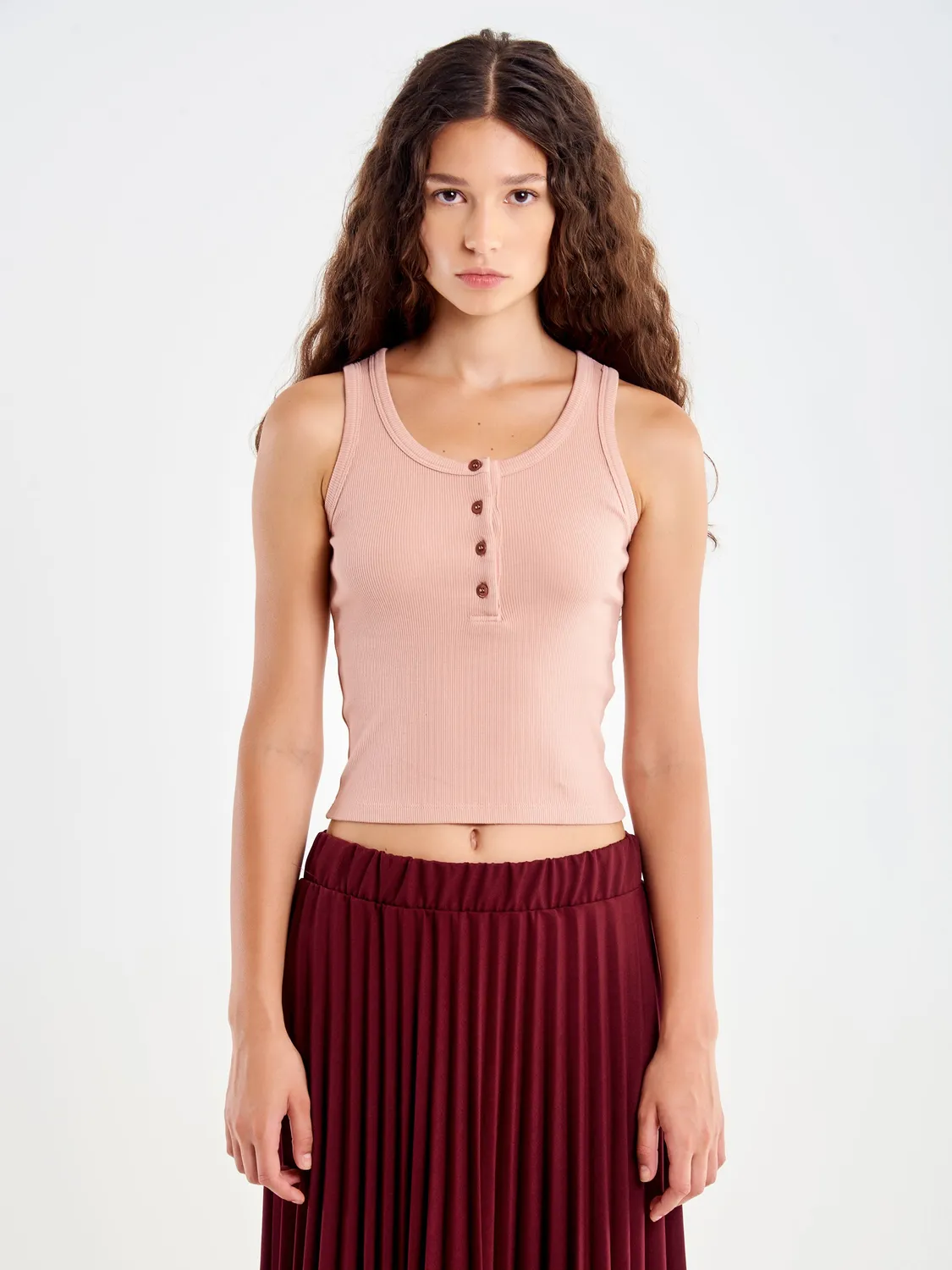 Vicolo Canotta Bottoncini top blu cotone