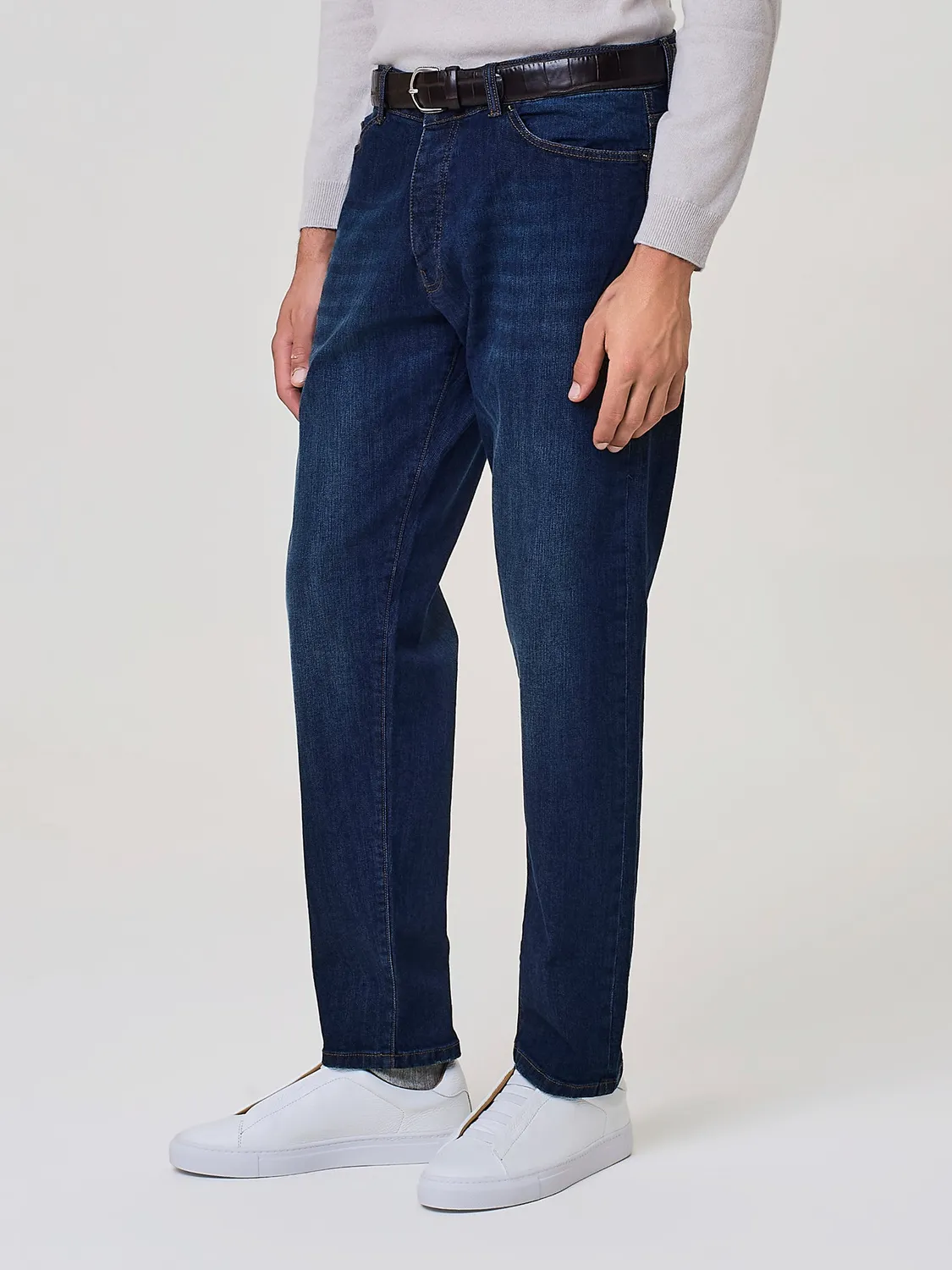 Paul Taylor pantalone denim blu cinque tasche metallo opaco