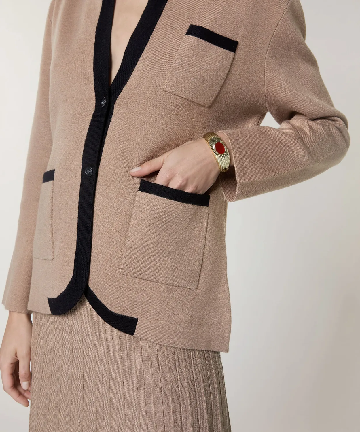 Rodier double face giacca maglia marrone moka