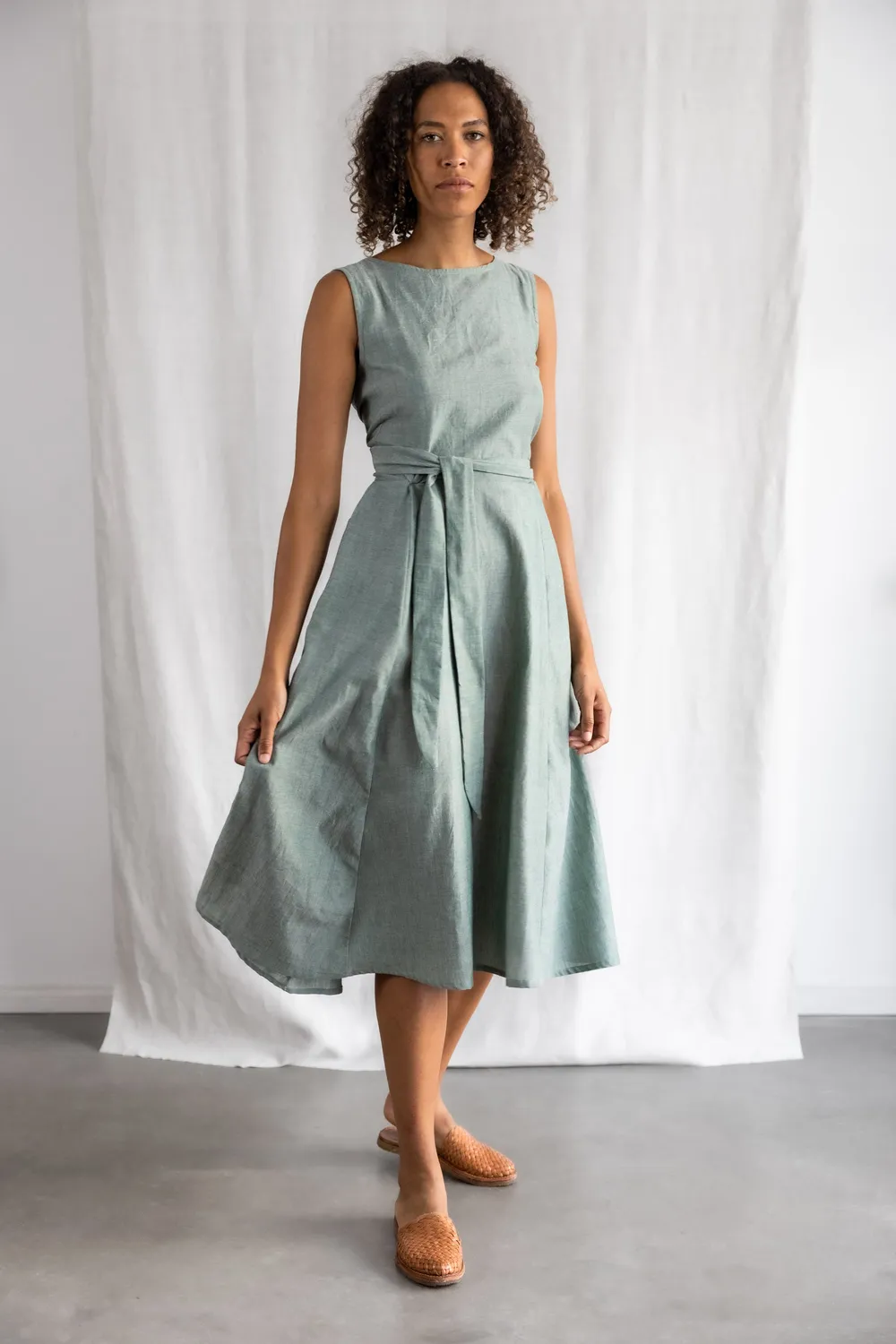 Jyoti Karishmi Eucalyptus vestito midi XS verde