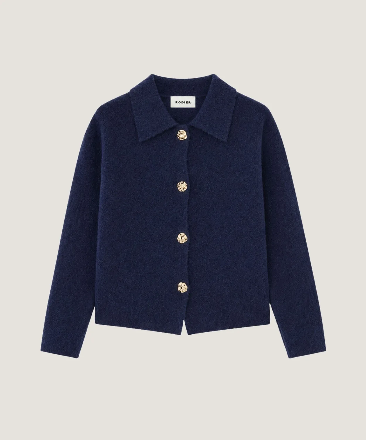 Rodier Cardigan Corto Spalline Blu Marino Bottoni Oro