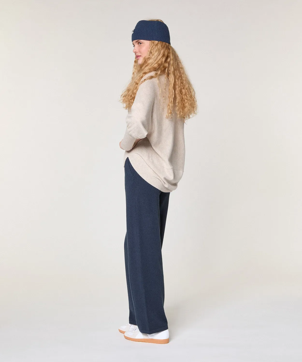 Rodier Maglia Collo Alto Lana Cashmere Maglione Beige