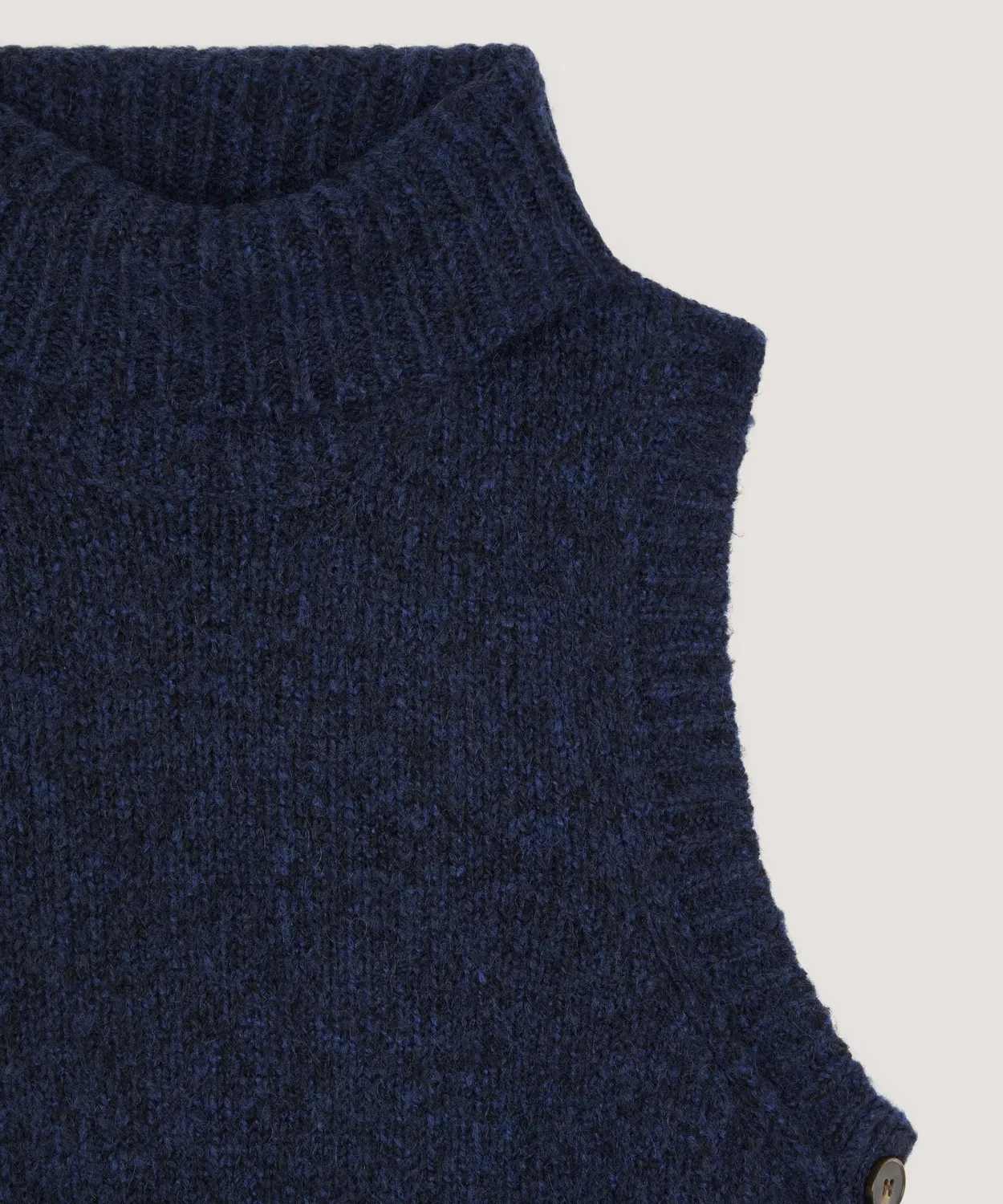 Rodier Maglione Smanicato Collo Alto Blu Navy Grossa