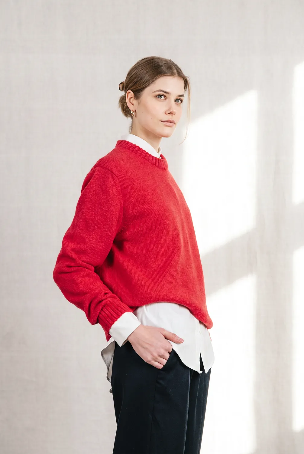 Jyoti Saposoa maglione alpaca corallo girocollo