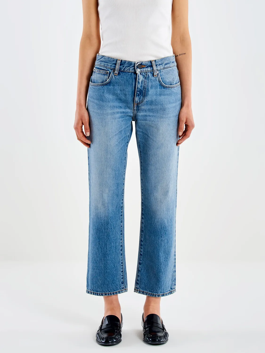 VICOLO Zeke Relaxed jeans cropped blu chiaro cotone