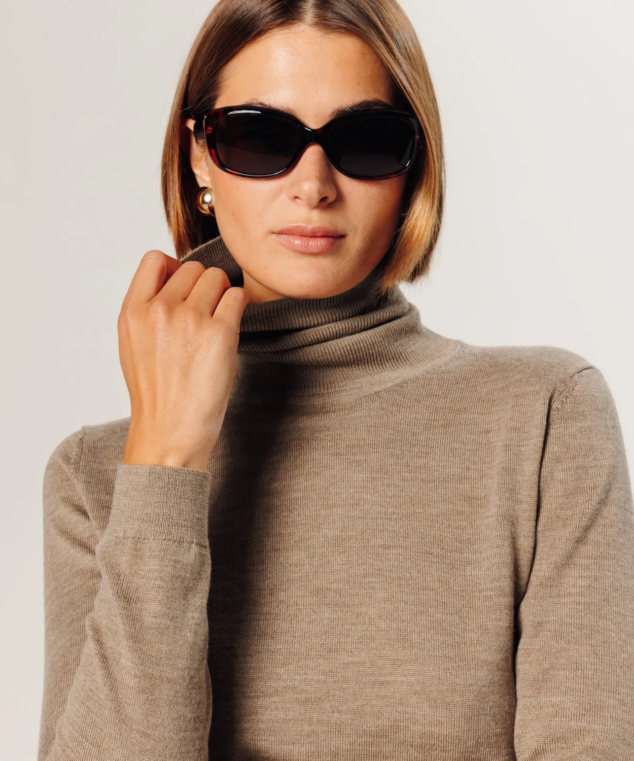 Rodier Maglione dolcevita lana merino maglione beige 36