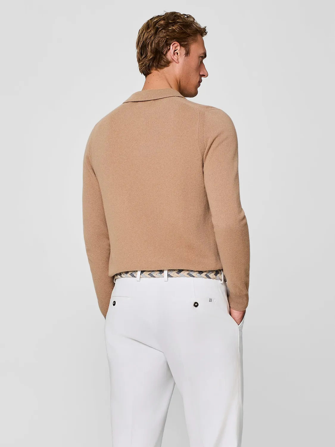 Paul Taylor polo cashmere cammello bottoni