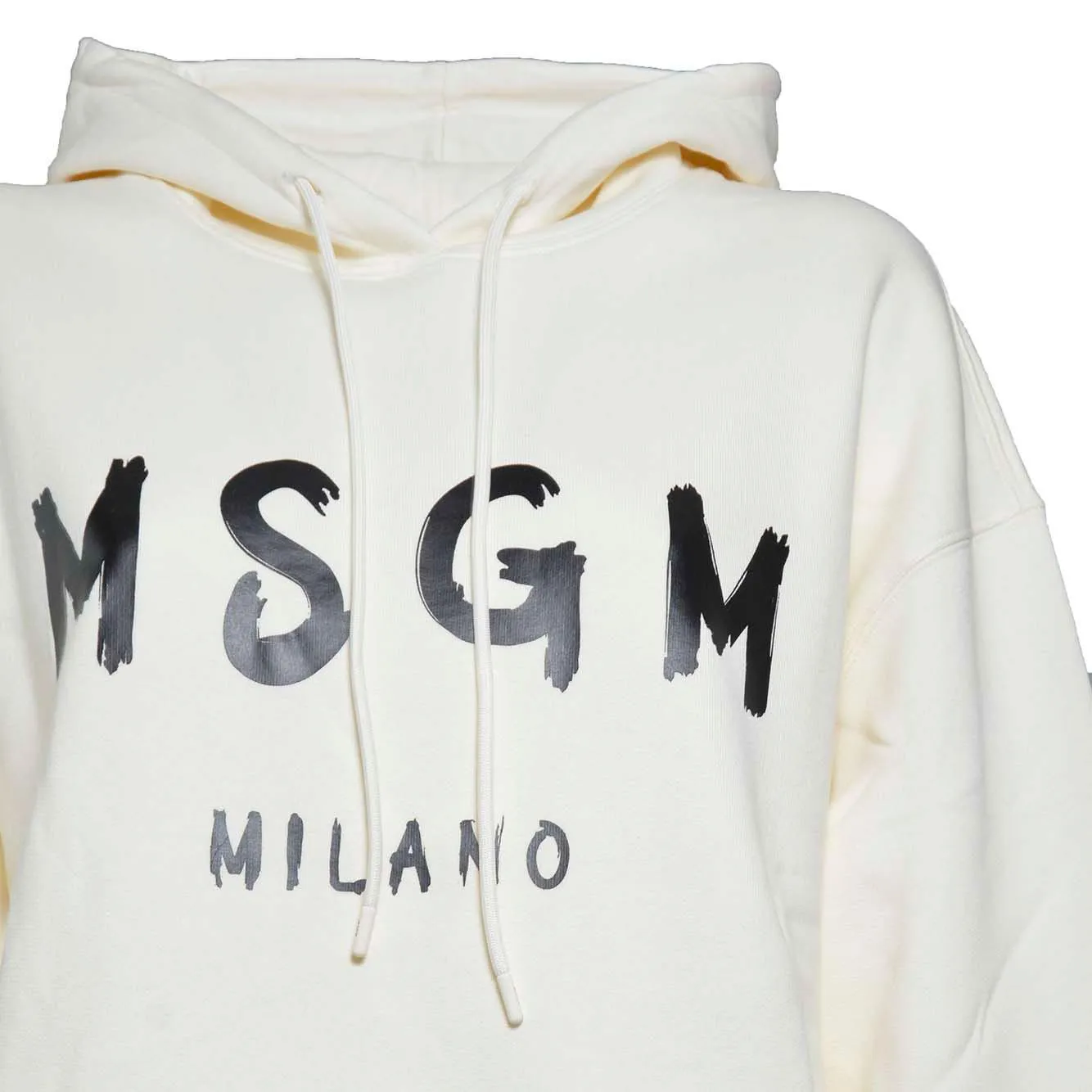 MSGM 2000MDM515200001 felpa cappuccio panna logo pennello