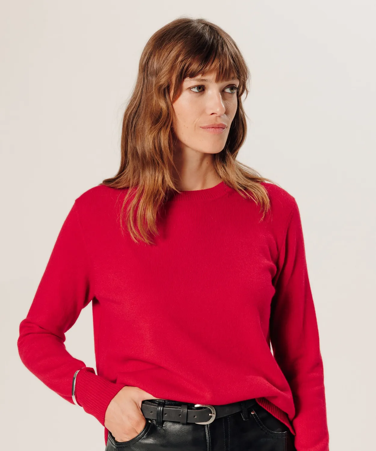 Rodier maglia girocollo cashmere 2 fili rosso