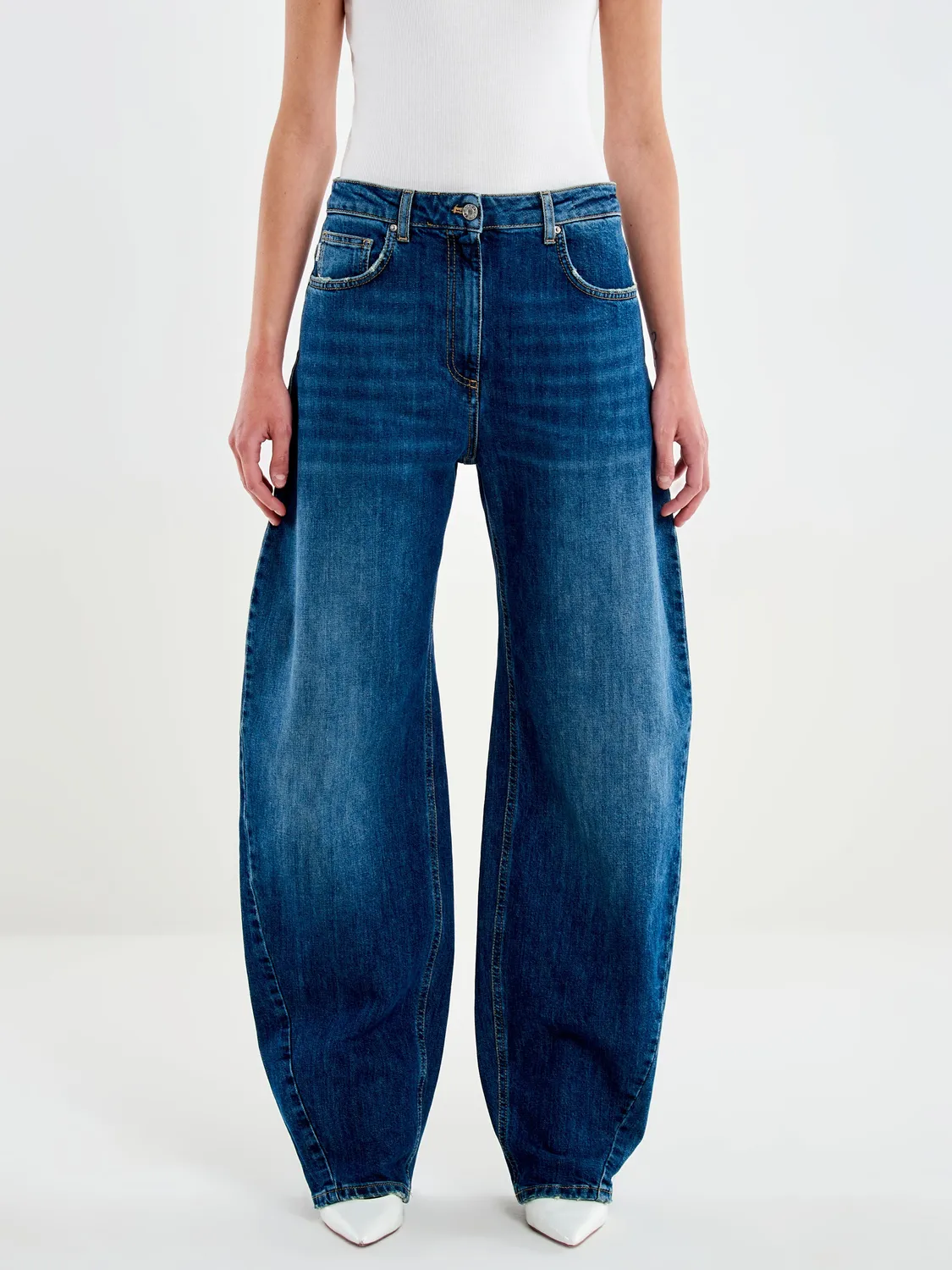Vicolo Diana jeans barrel ovetto blu denim