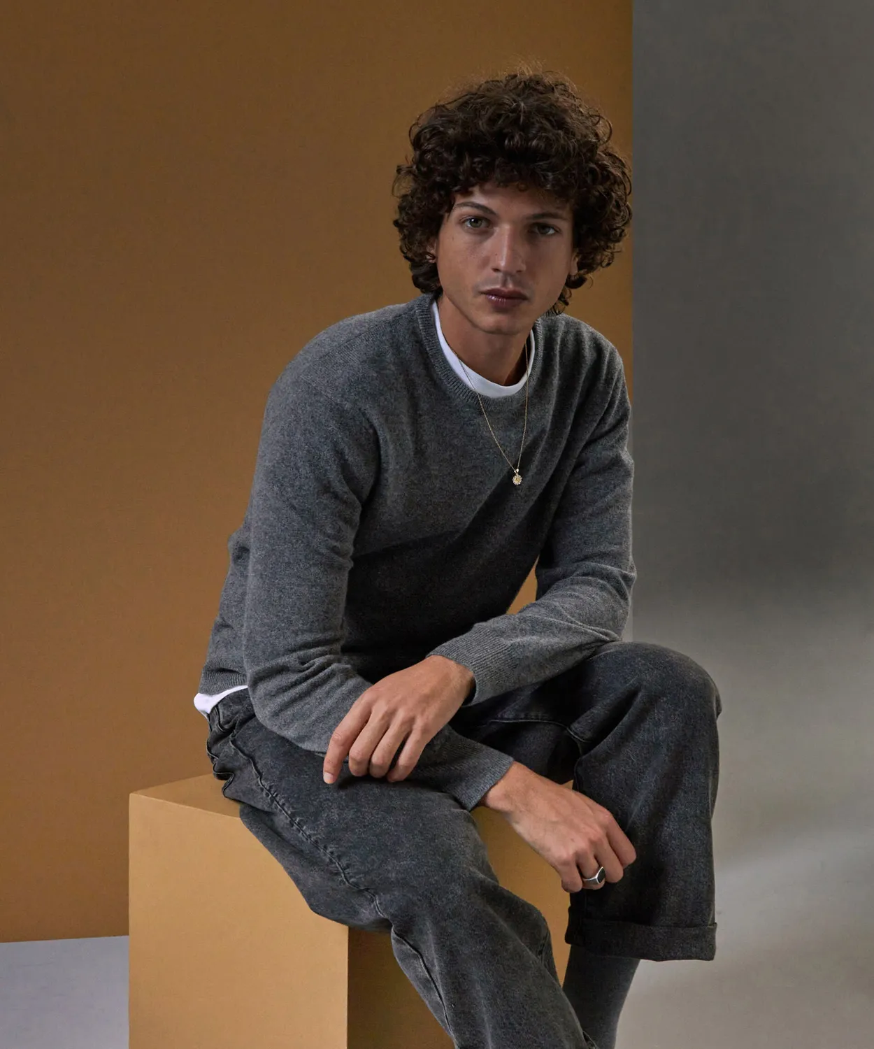 Rodier Maglione uomo girocollo cashmere grigio medio