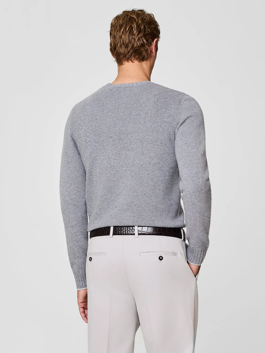 Paul Taylor Girocollo Pura Lana Maglione Grigio Medio