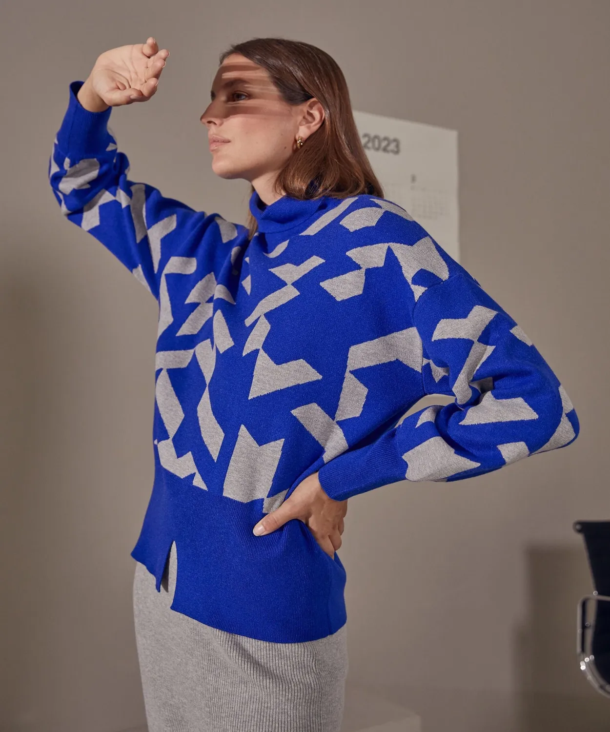 Rodier Dolcevita jacquard maglia blu oltremare