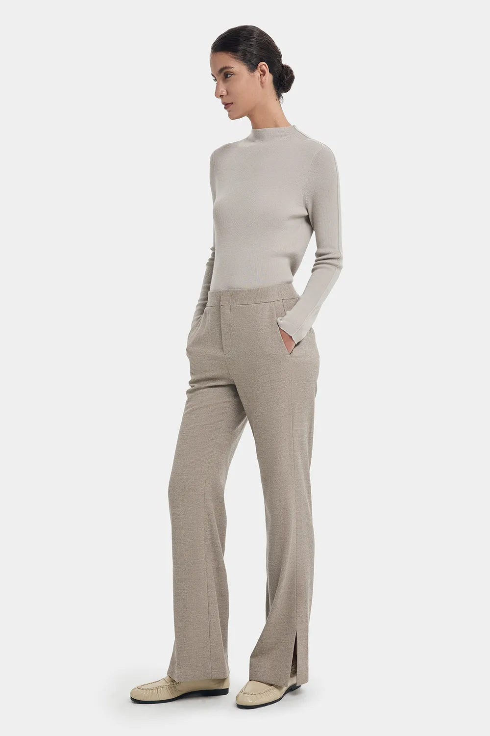 PORTS Classic pantaloni lana grigio spacchi