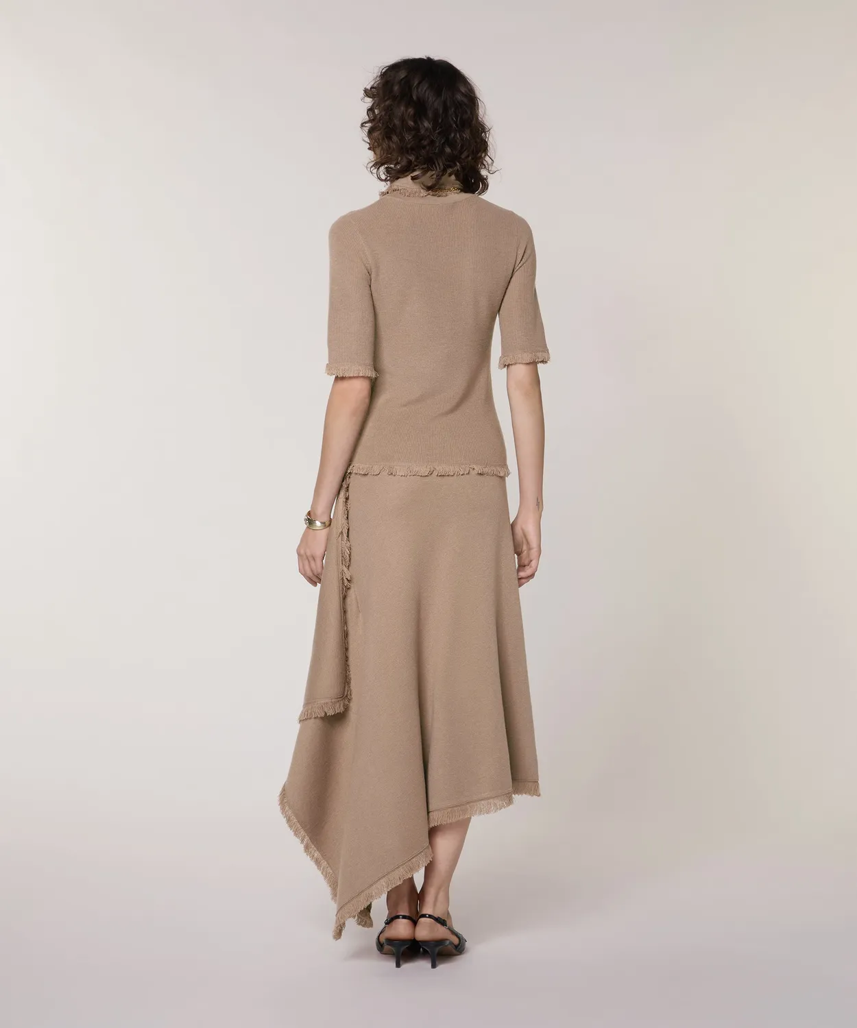 Rodier Maglione Dolcevita Maniche Corte Mocha Brown a Coste