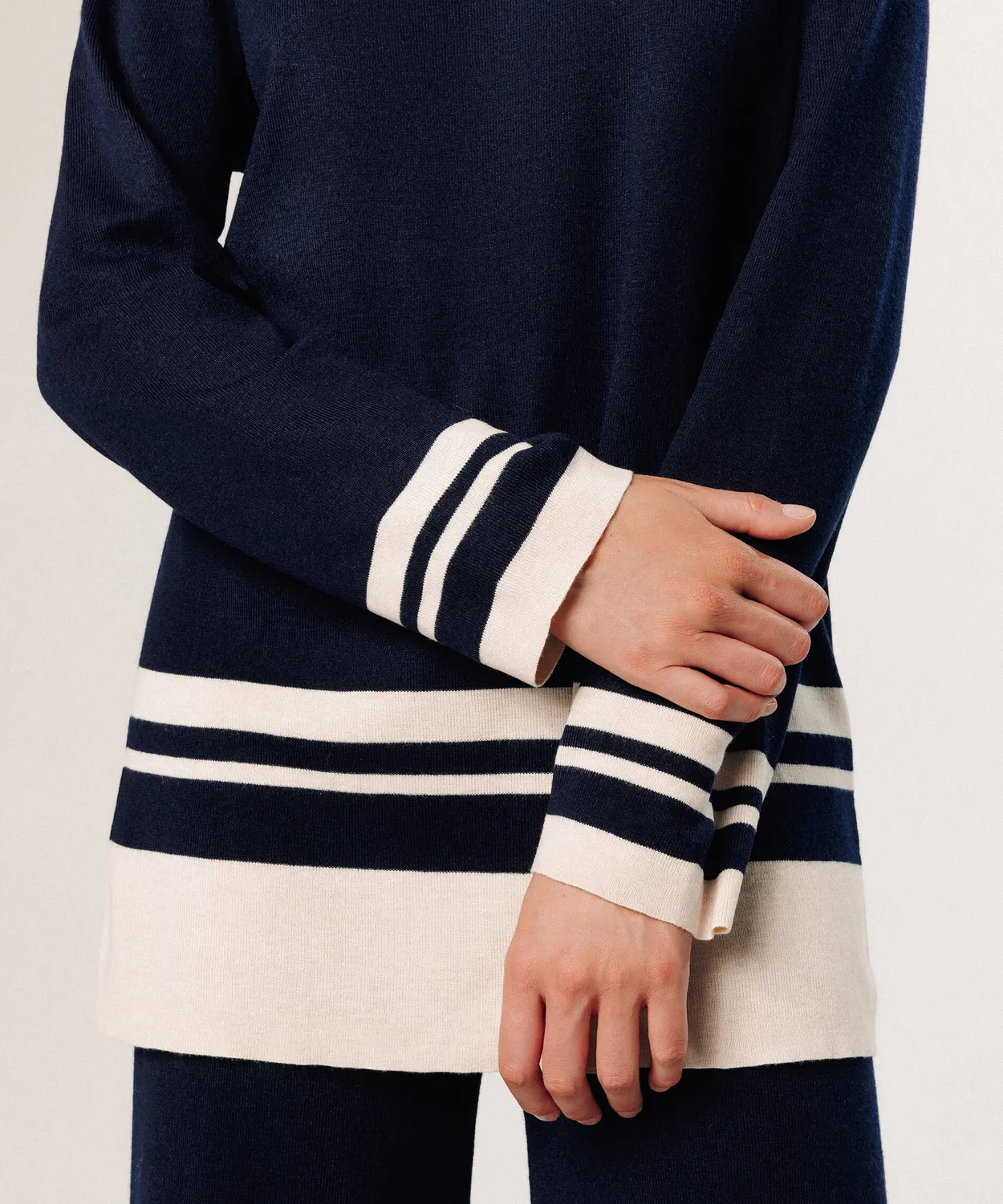 Rodier Maglione Tunica Blu Notte Donna Girocollo