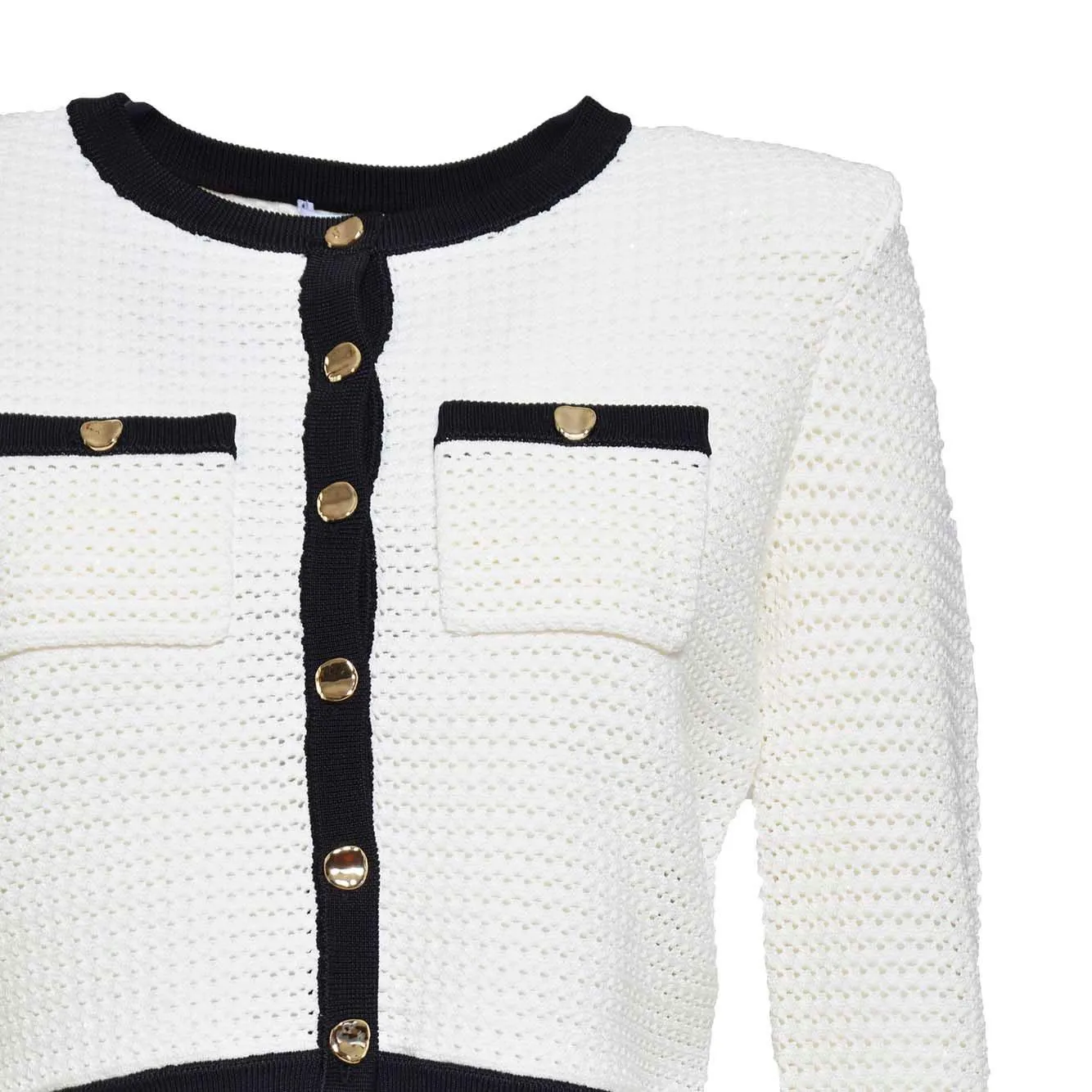Self-Portrait SS24217JC cardigan crochet bianco L bottoni oro