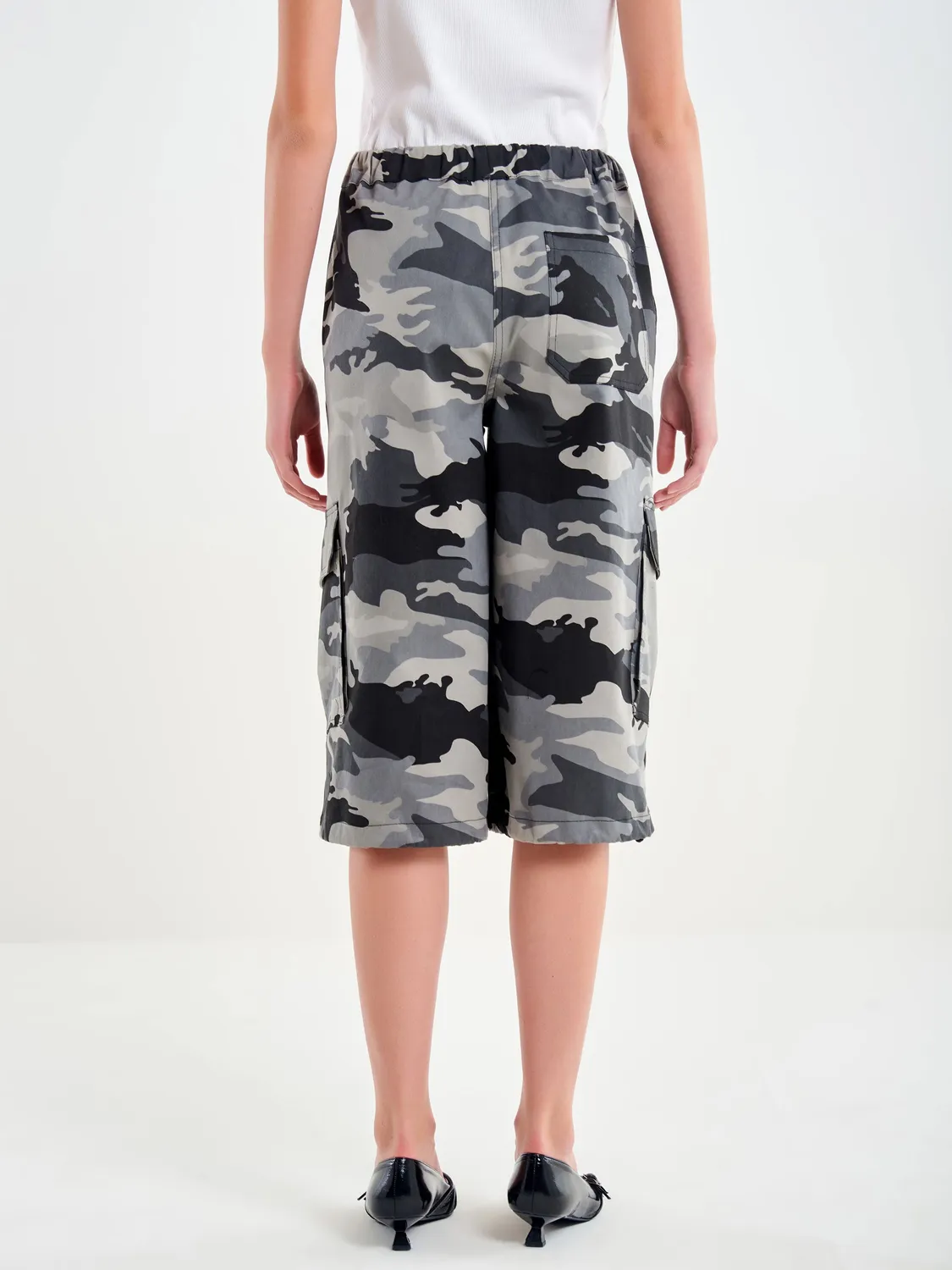 Vicolo Bermuda Camouflage shorts grigio mimetico cotone