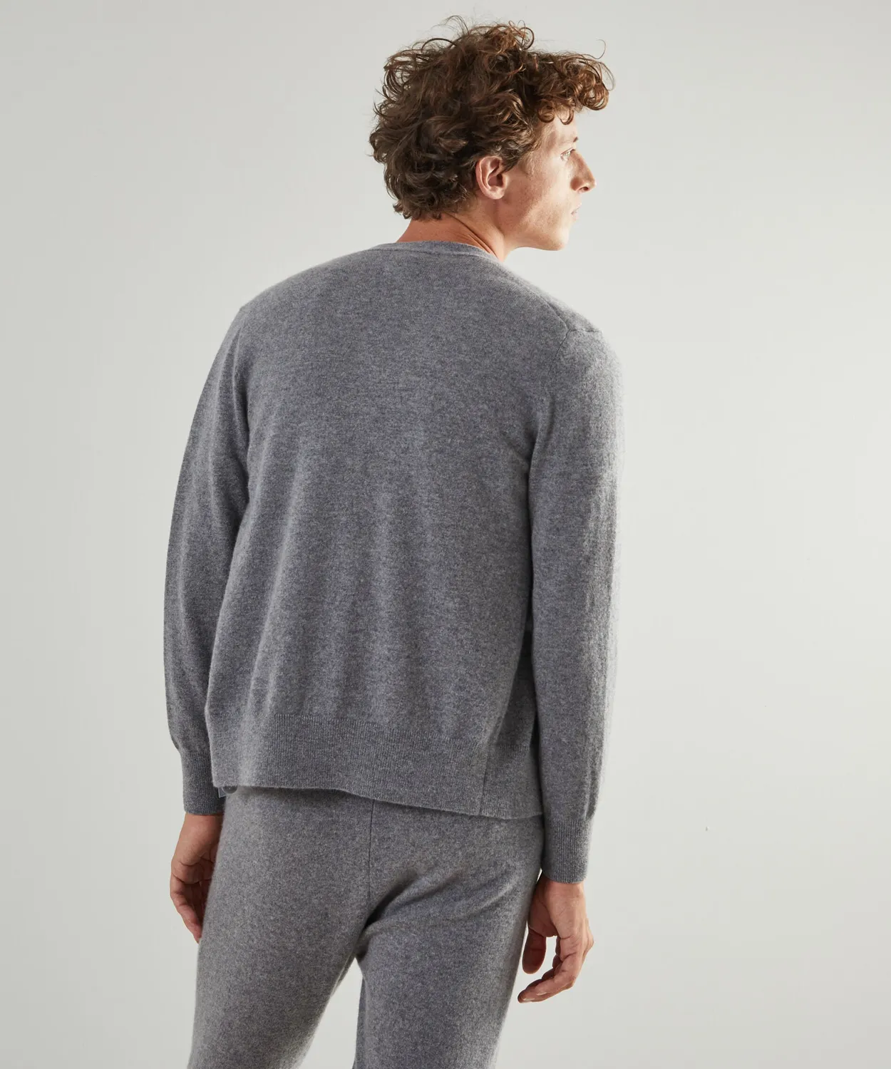 Rodier cardigan cashmere 2 capi scollo V grigio medio