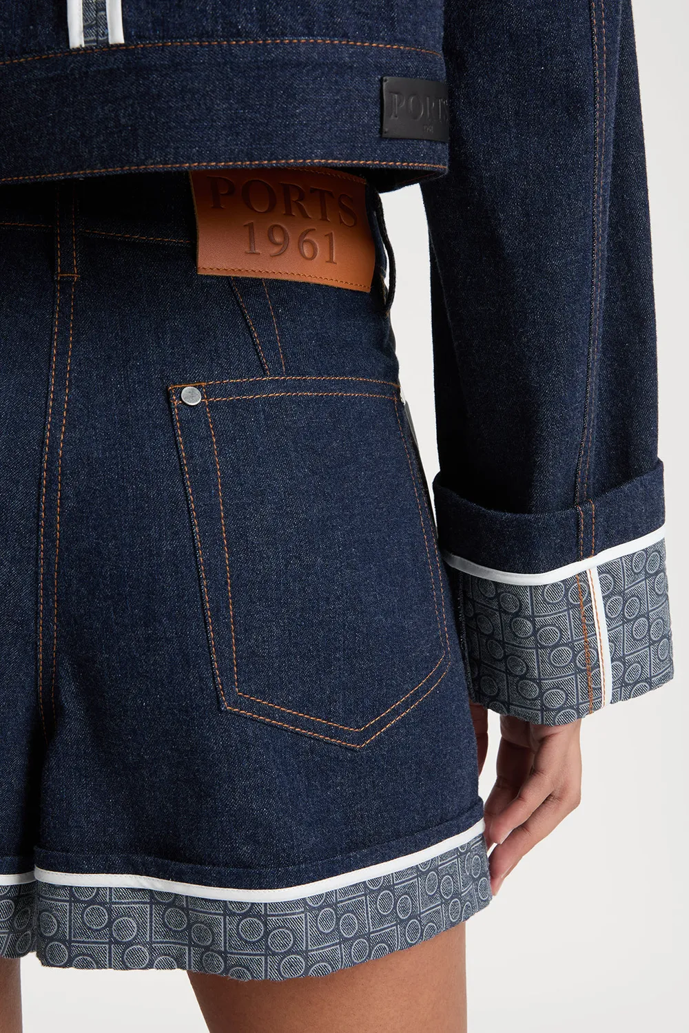 Ports 1961 P Logo shorts denim blu jeans