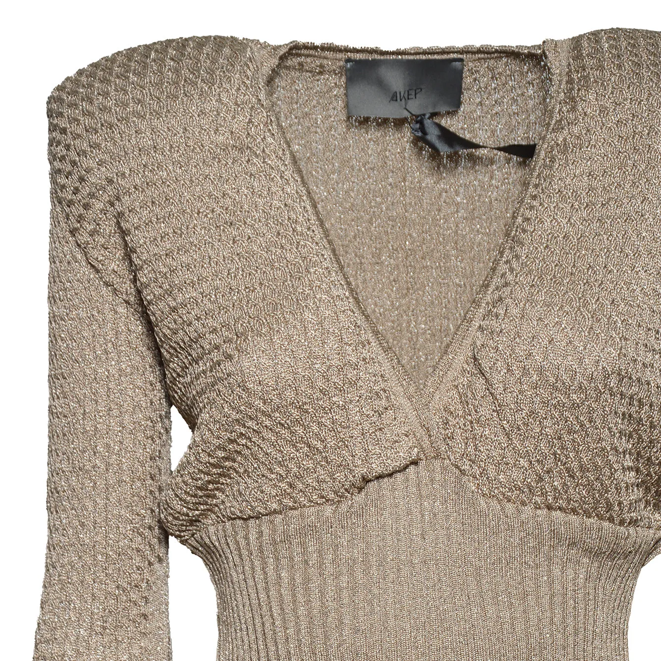 Akep Sissi MGKD15052 maglia scollo V beige manica lunga