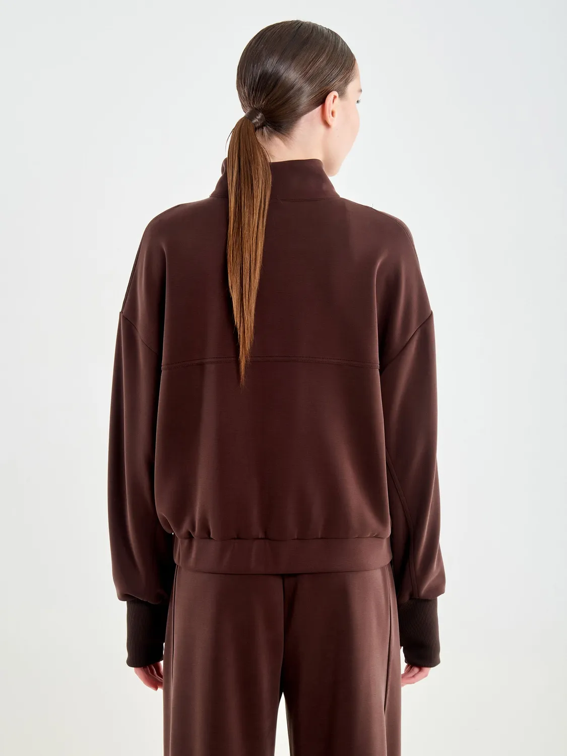 Vicolo Felpa con Ricamo collo alto zip fondente S-L