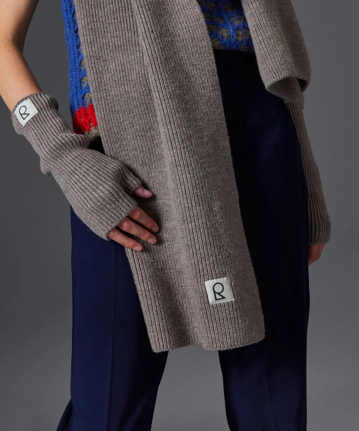 Rodier sciarpa unisex lana merino marrone talpa OEKO-TEX