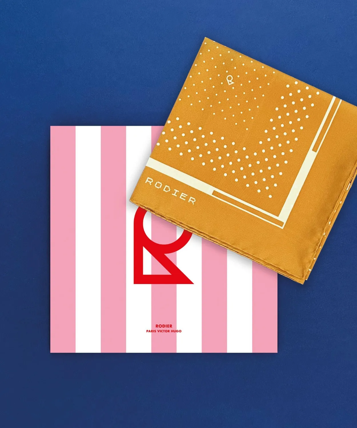 Rodier Bandana Foulard Seta Ocre Pois 53x53
