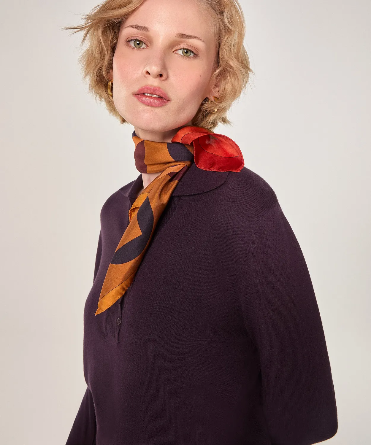 Rodier bandana quadrato seta marrone 53x53