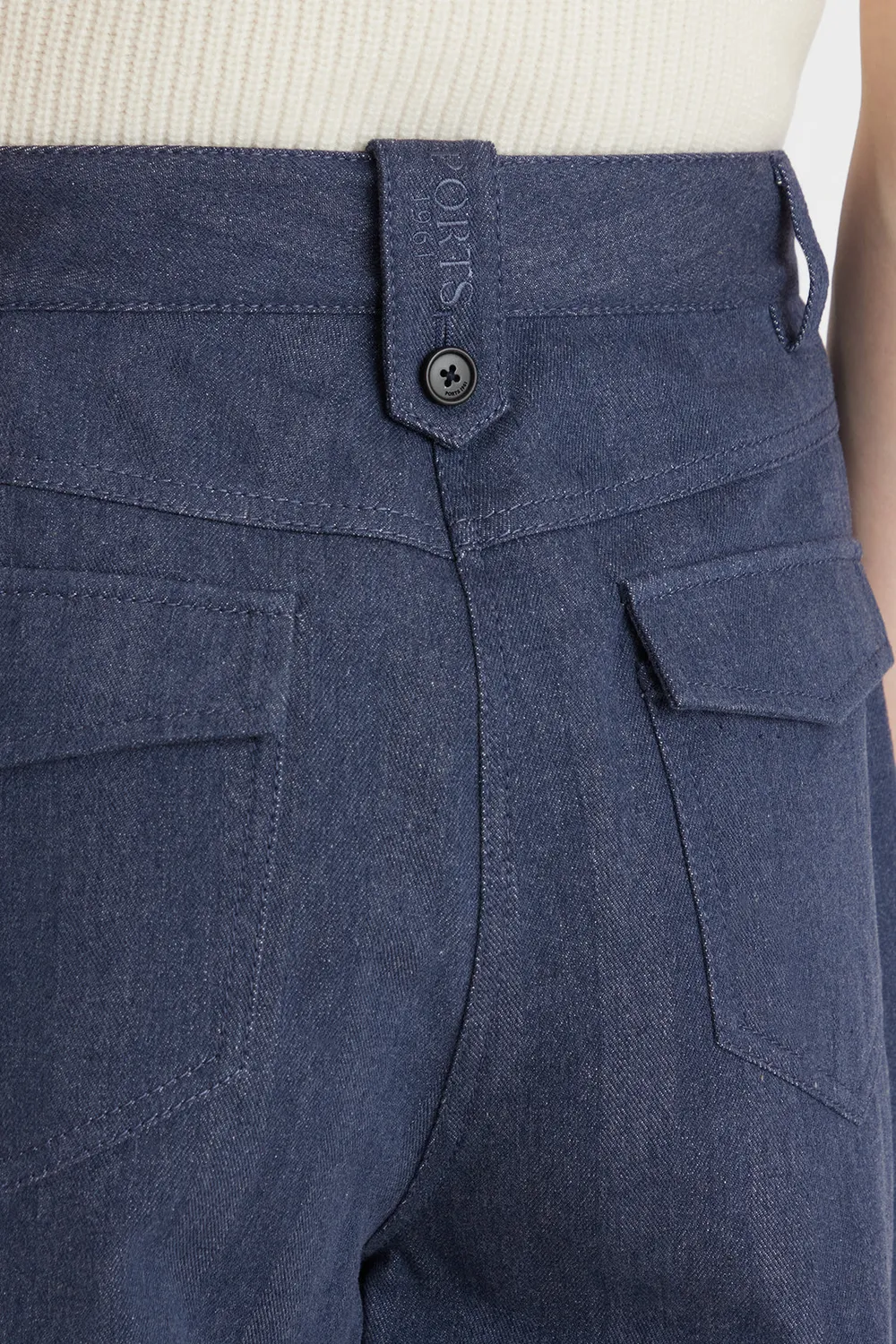 PORTS PW000TJD09-YWC075 pantaloni palazzo blu navy indaco