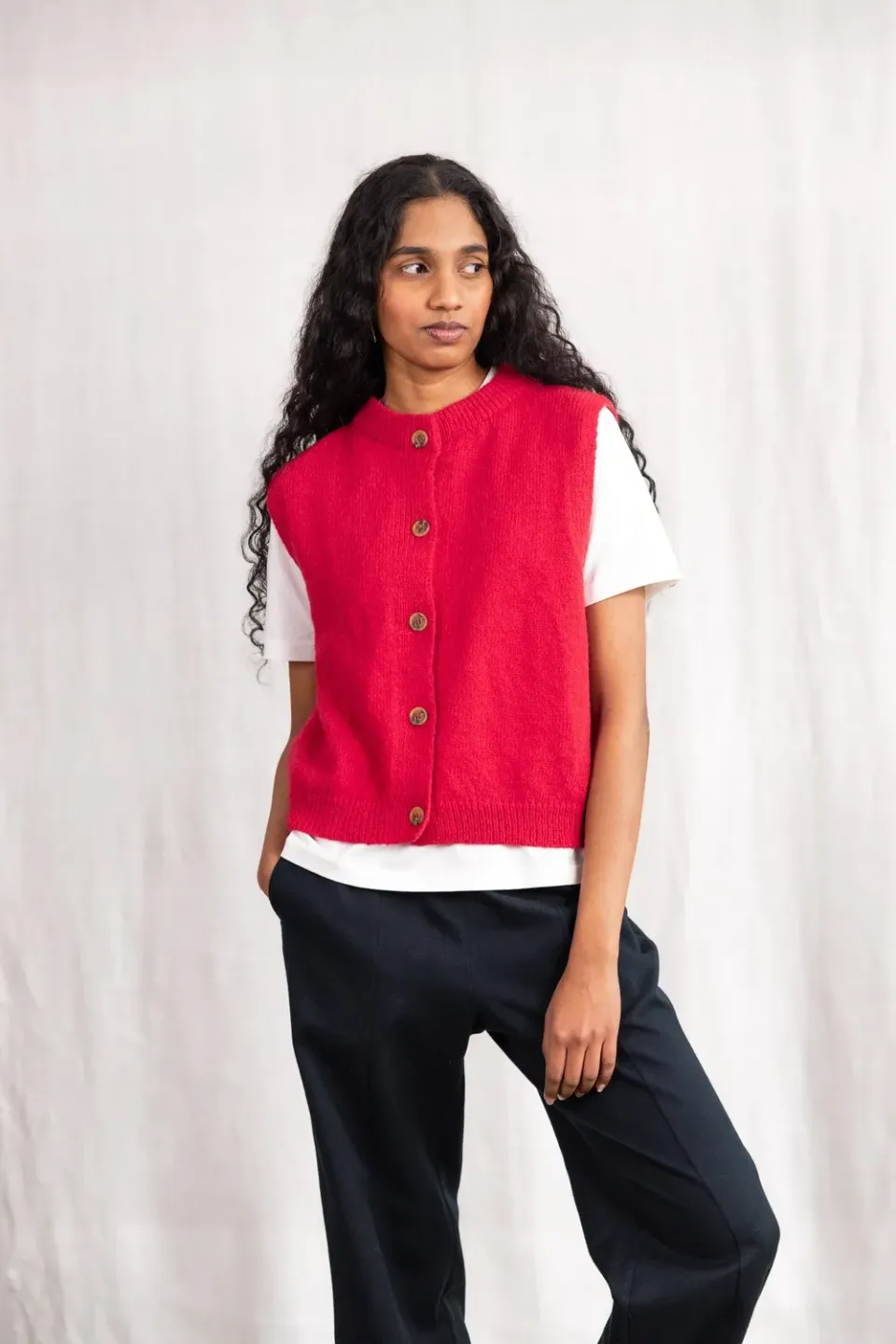 Jyoti Pucallpa gilet alpaca corallo
