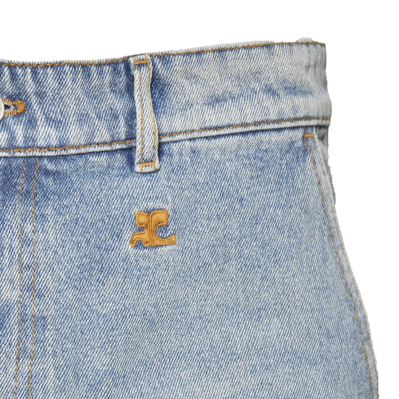Courreges short hammer bermuda denim blu 100% cotone