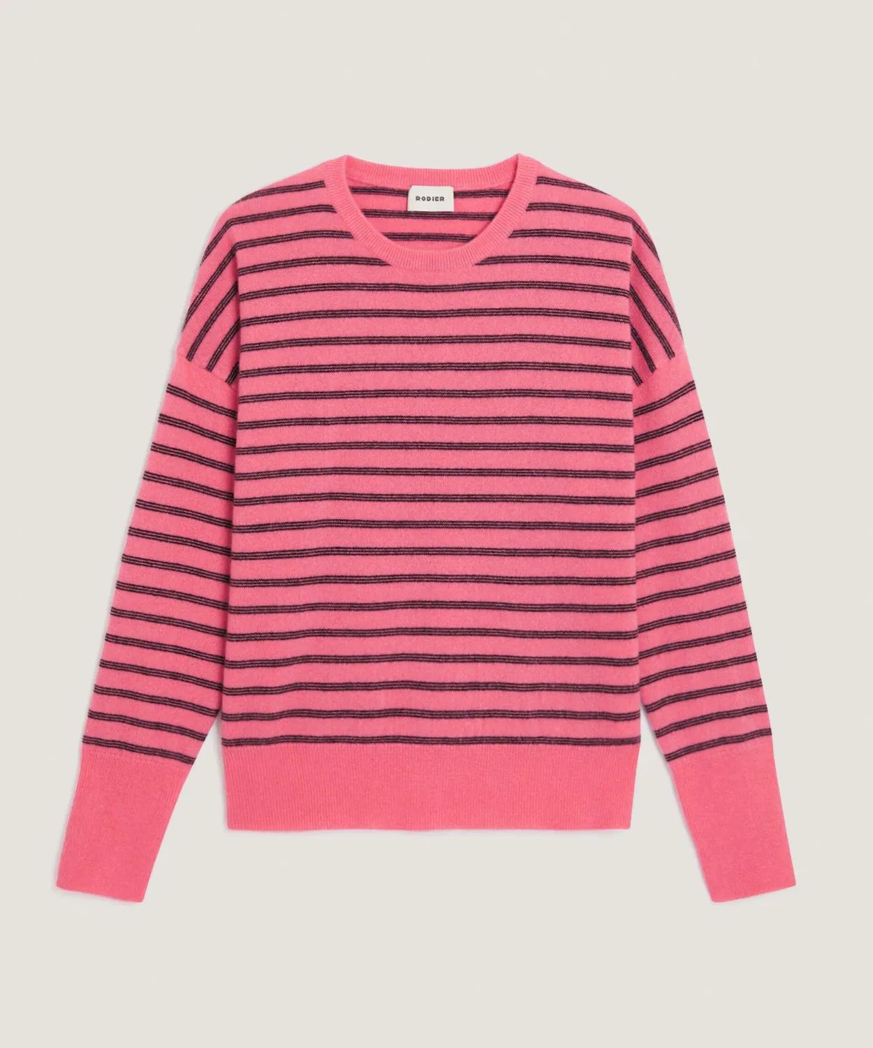 Rodier Maglione cashmere righe arancione corallo