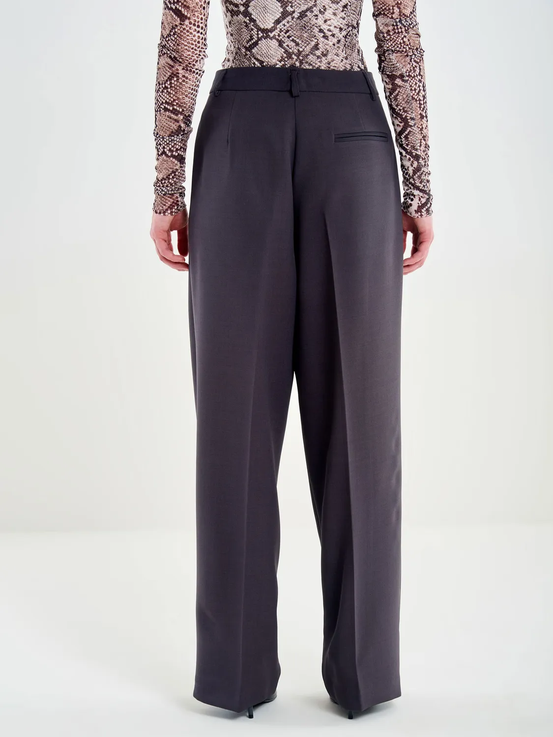 Vicolo Pantaloni con Piega wide leg asfalto taglie S-M