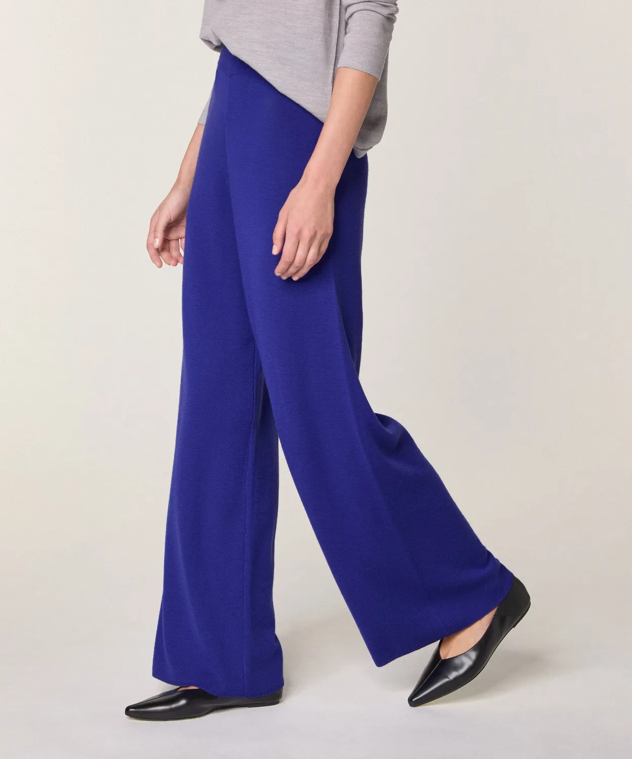 Rodier pantaloni ampi lana merino blu oltremare