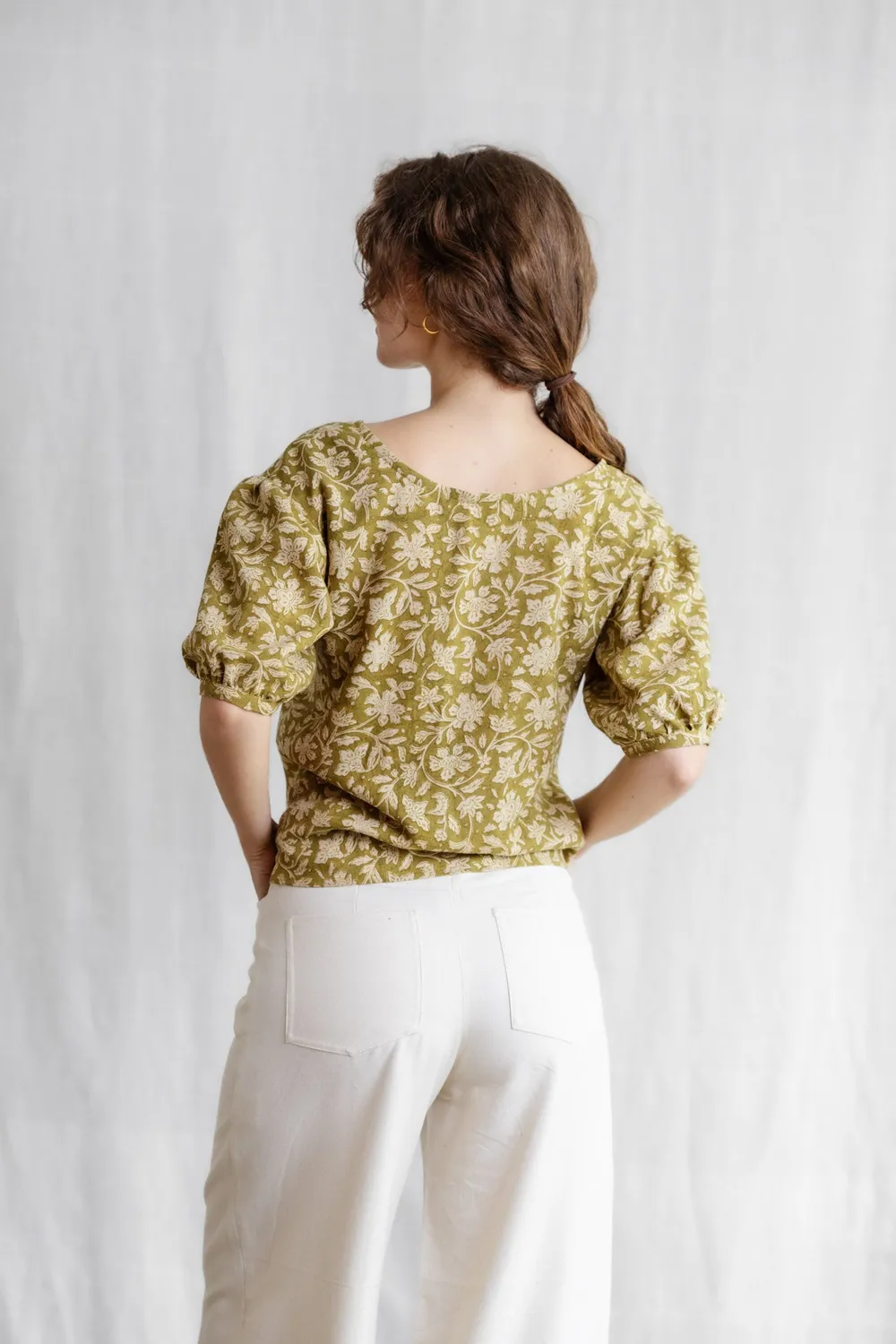 Jyoti Fair Works Kalira blusa stampata canapa tencel