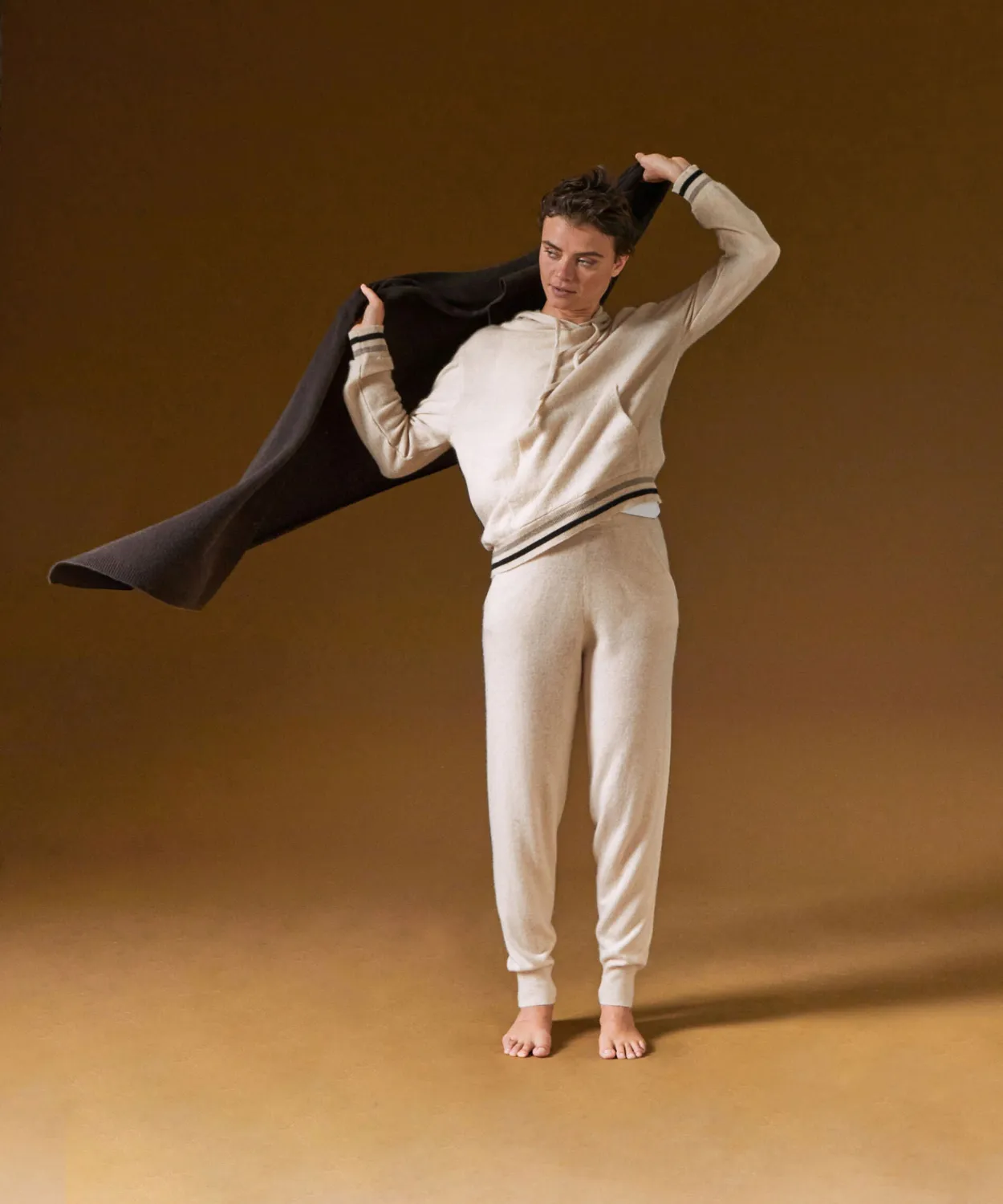Rodier maglione con cappuccio cashmere bianco crema donna