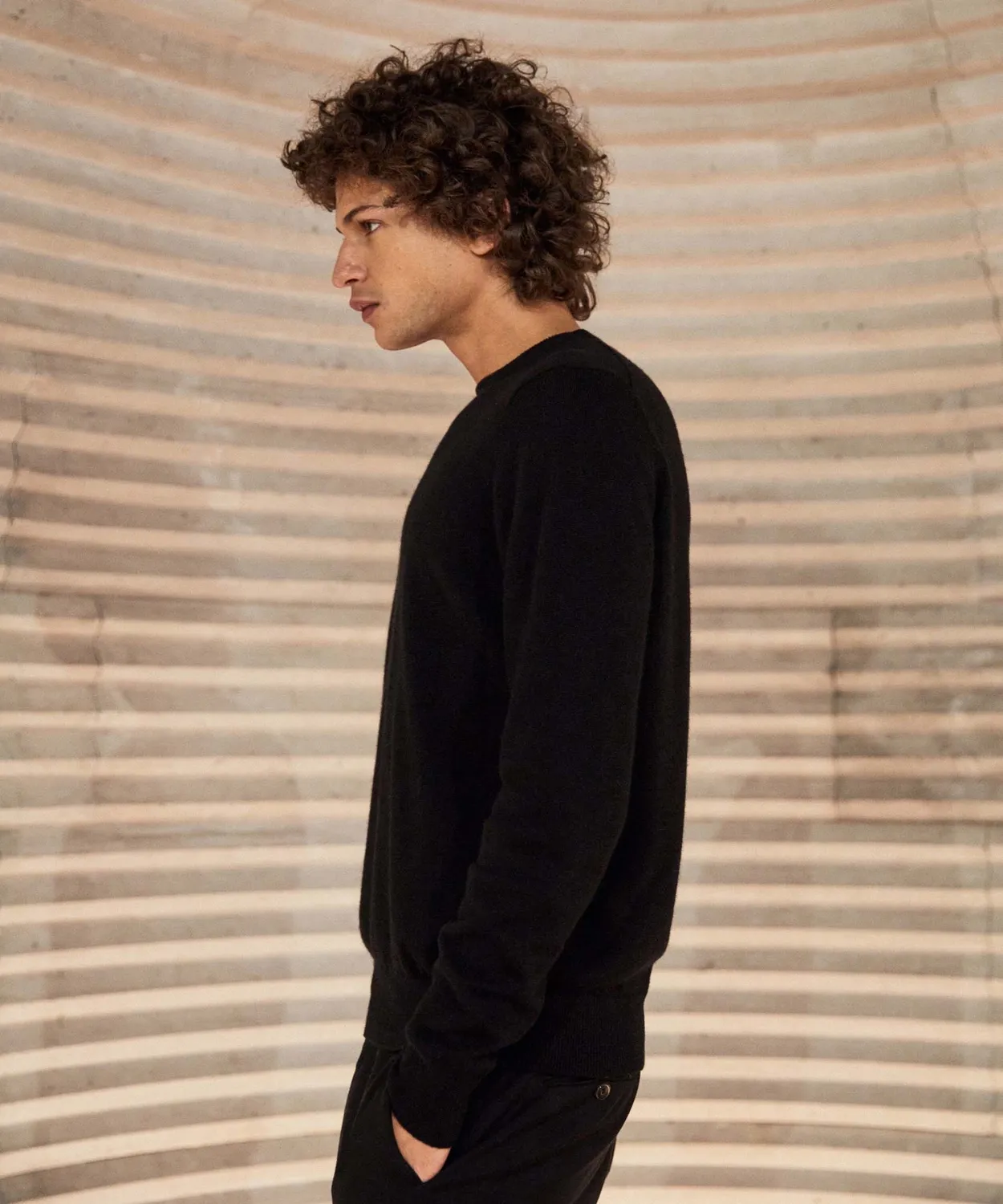 Rodier Maglione cashmere uomo nero girocollo