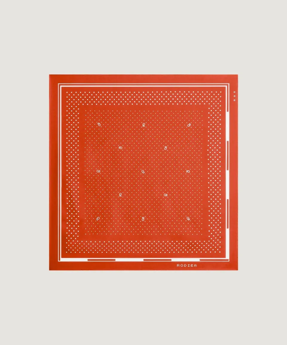 Rodier Bandana Seta a Pois Arancione Rouille 53x53