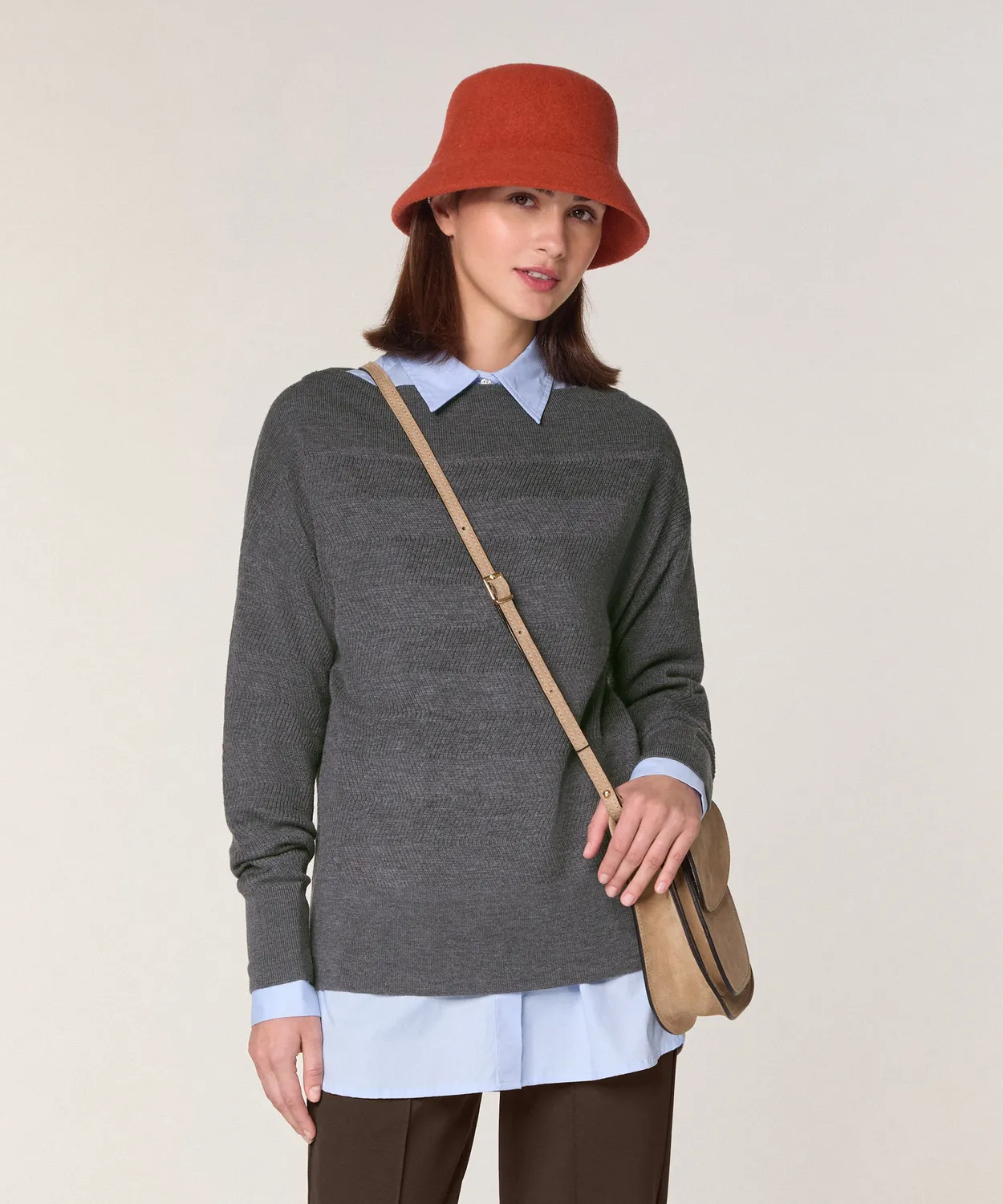 Rodier maglione scollo barchetta merino grigio scuro