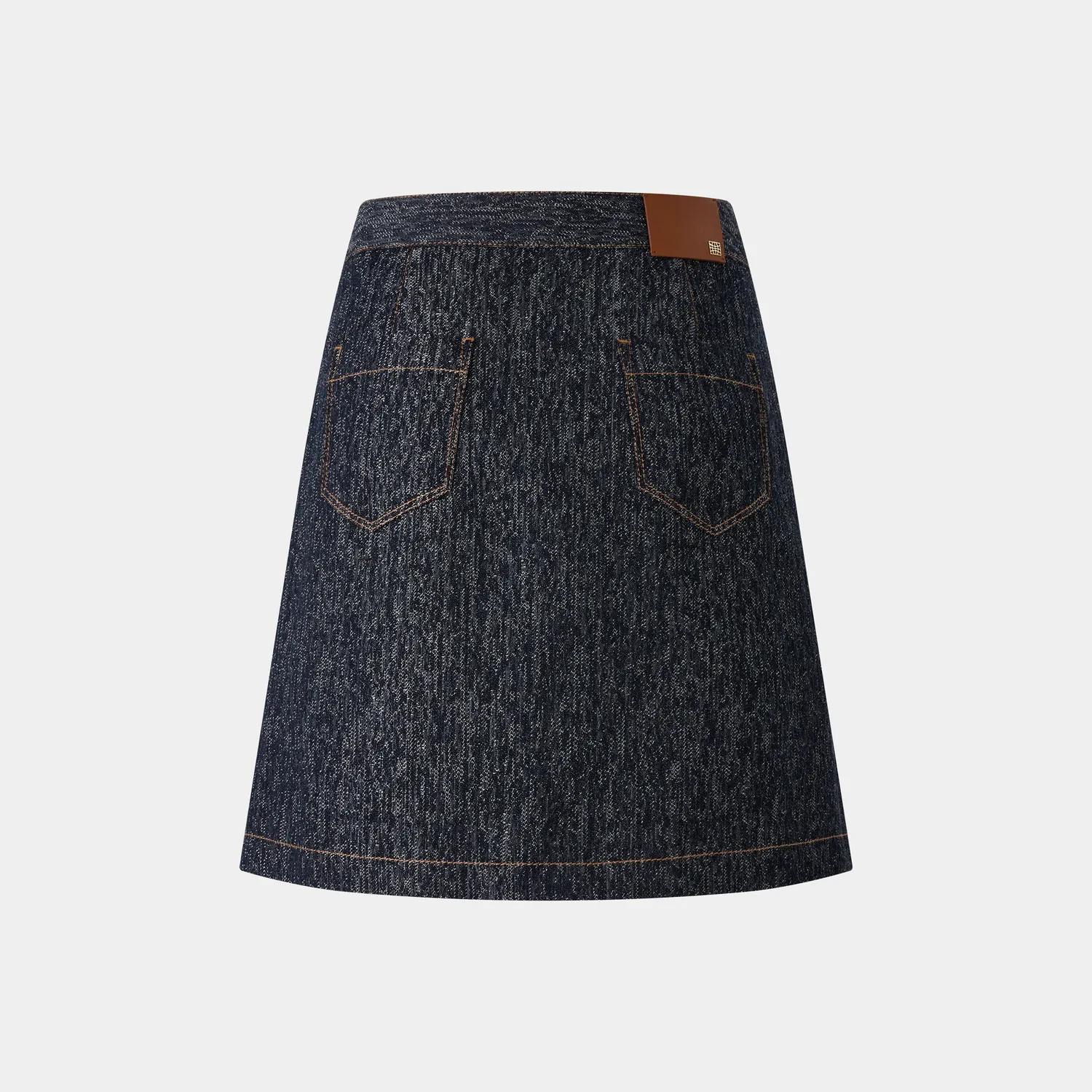 PORTS Crest Button gonna svasata nera in denim bottoni