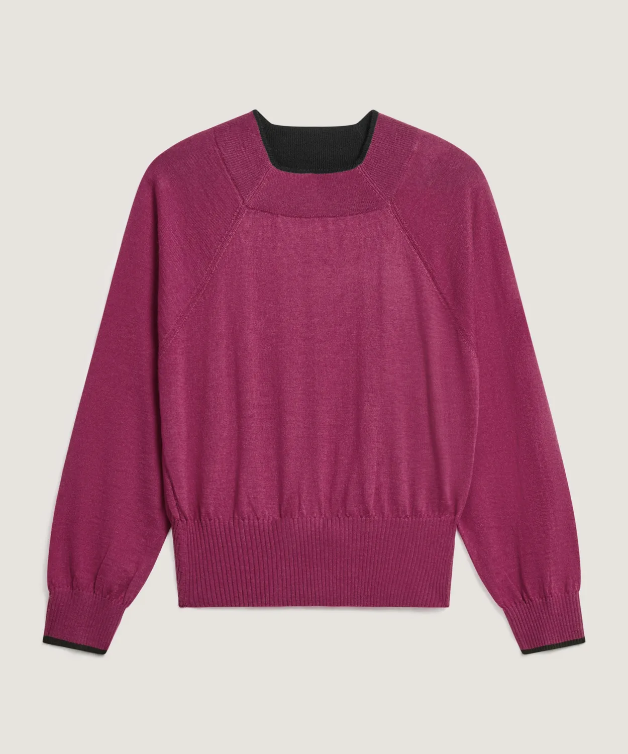 Rodier maglia girocollo lana merino fucsia 100% merino