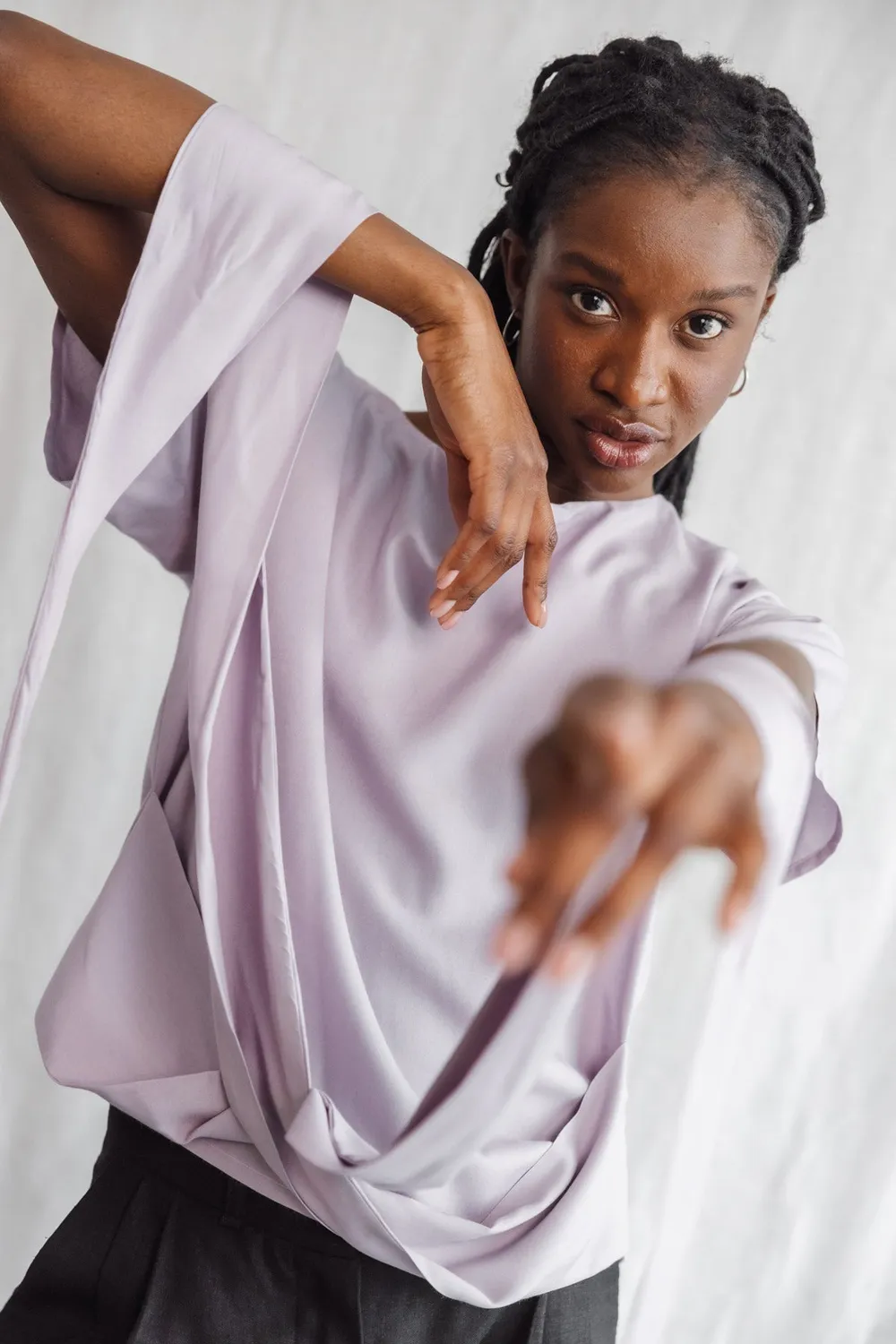 Jyoti Amaranth camicia viscosa lilla ecovero leggera incrociata