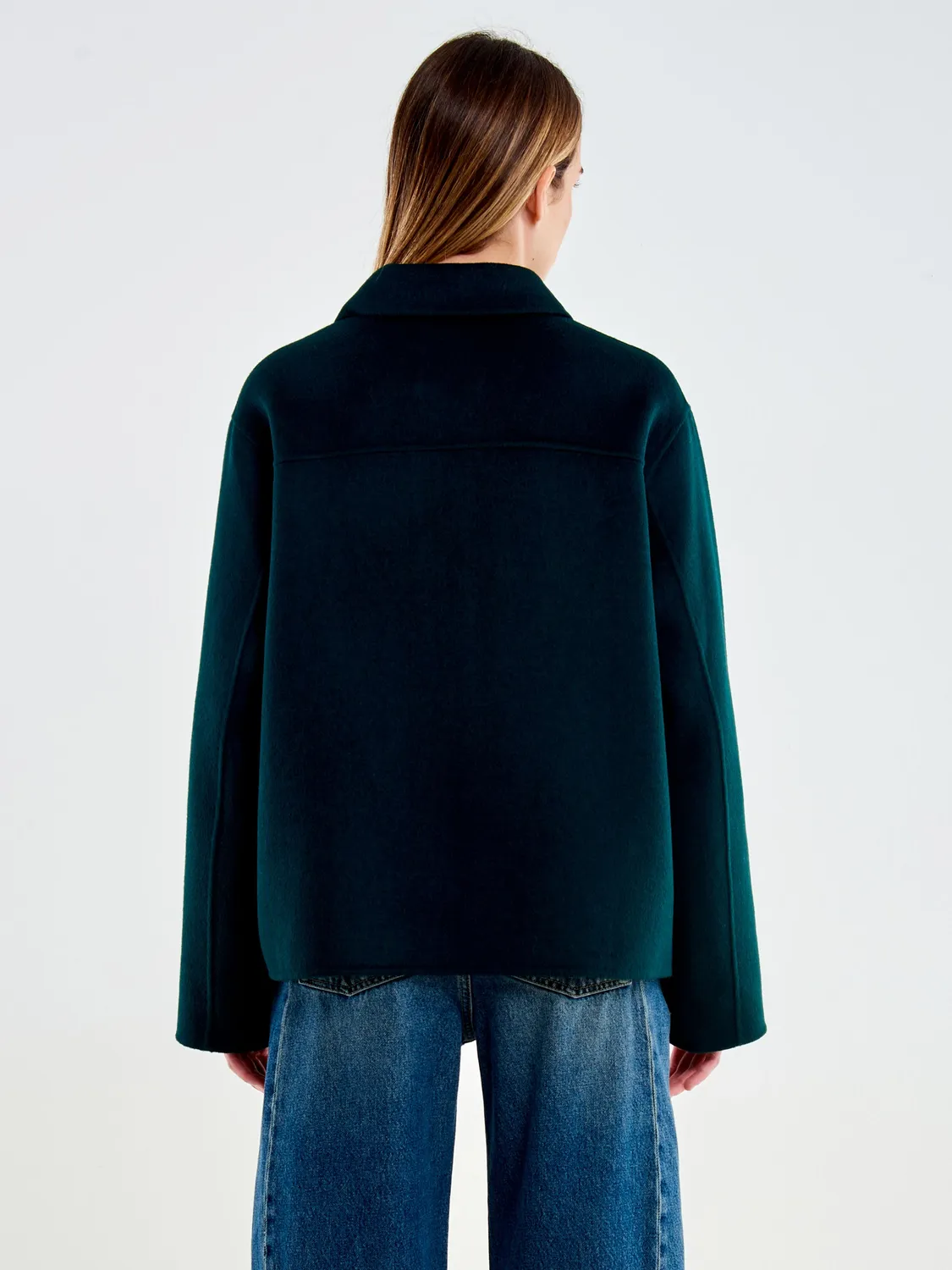 Vicolo Giacca Boxy con Colletto Verde Foresta