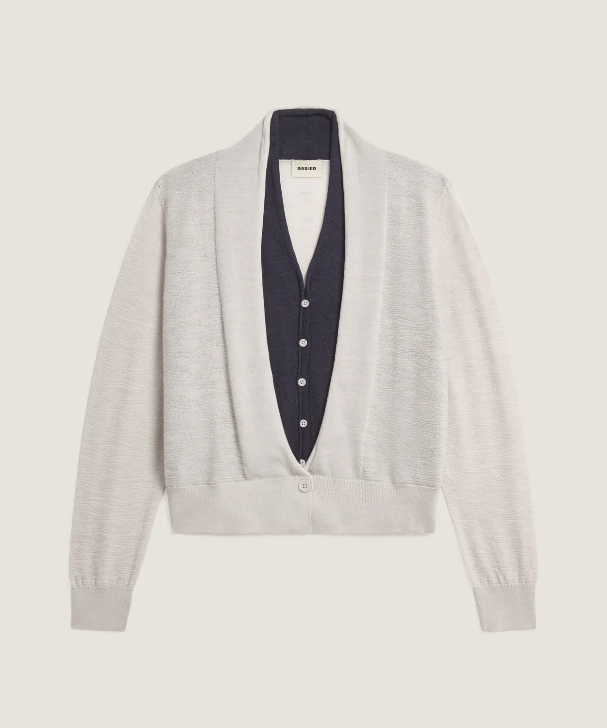 Rodier gilet merino 2 in 1 bianco scollo V