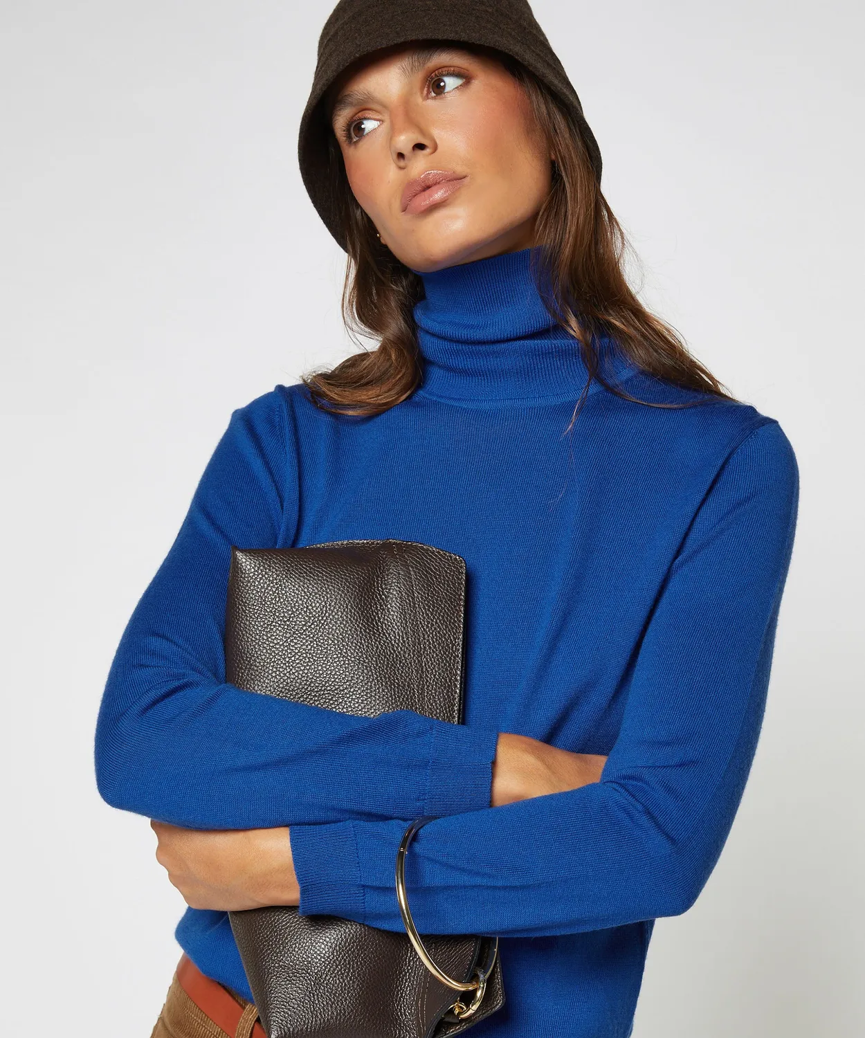 Rodier Maglione dolcevita lana merino blu azzurro