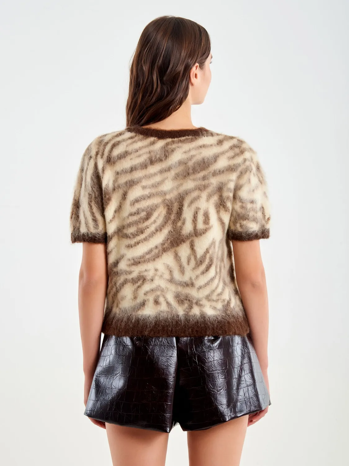 Vicolo Pull Zebrato pull maniche corte beige