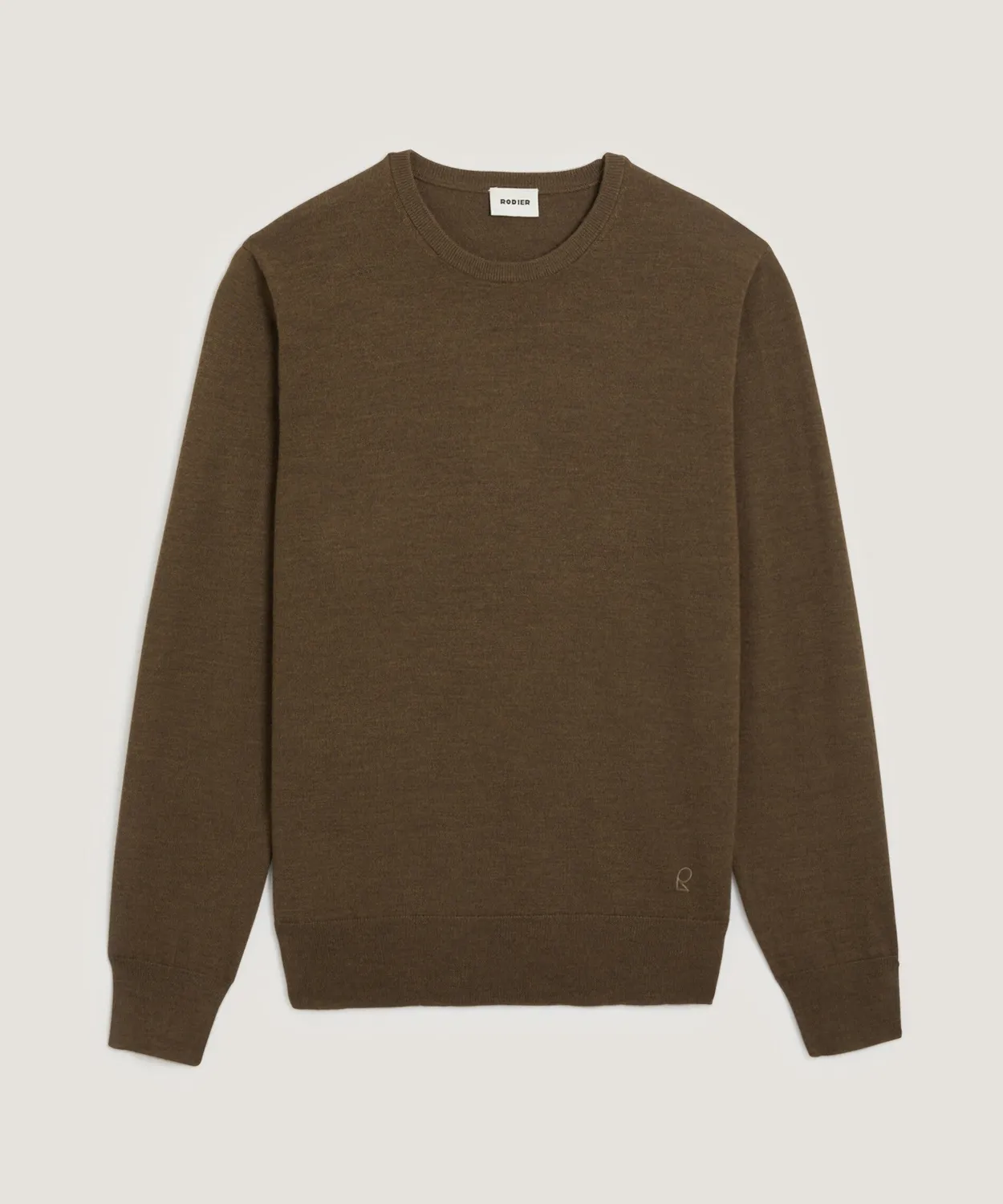 Rodier Maglione girocollo lana merino uomo bark brown