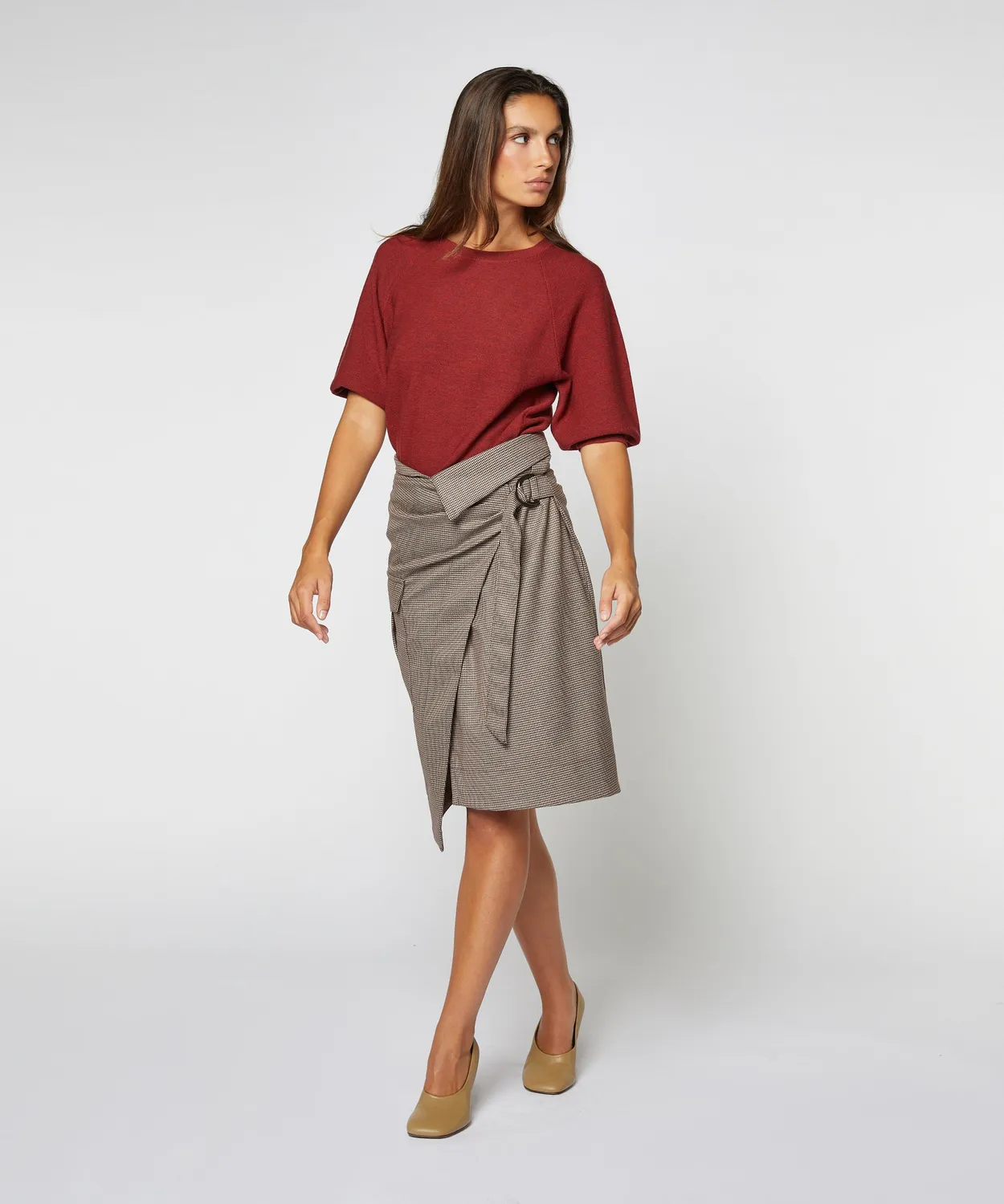 Rodier gonna portafoglio asimmetrica marrone midi